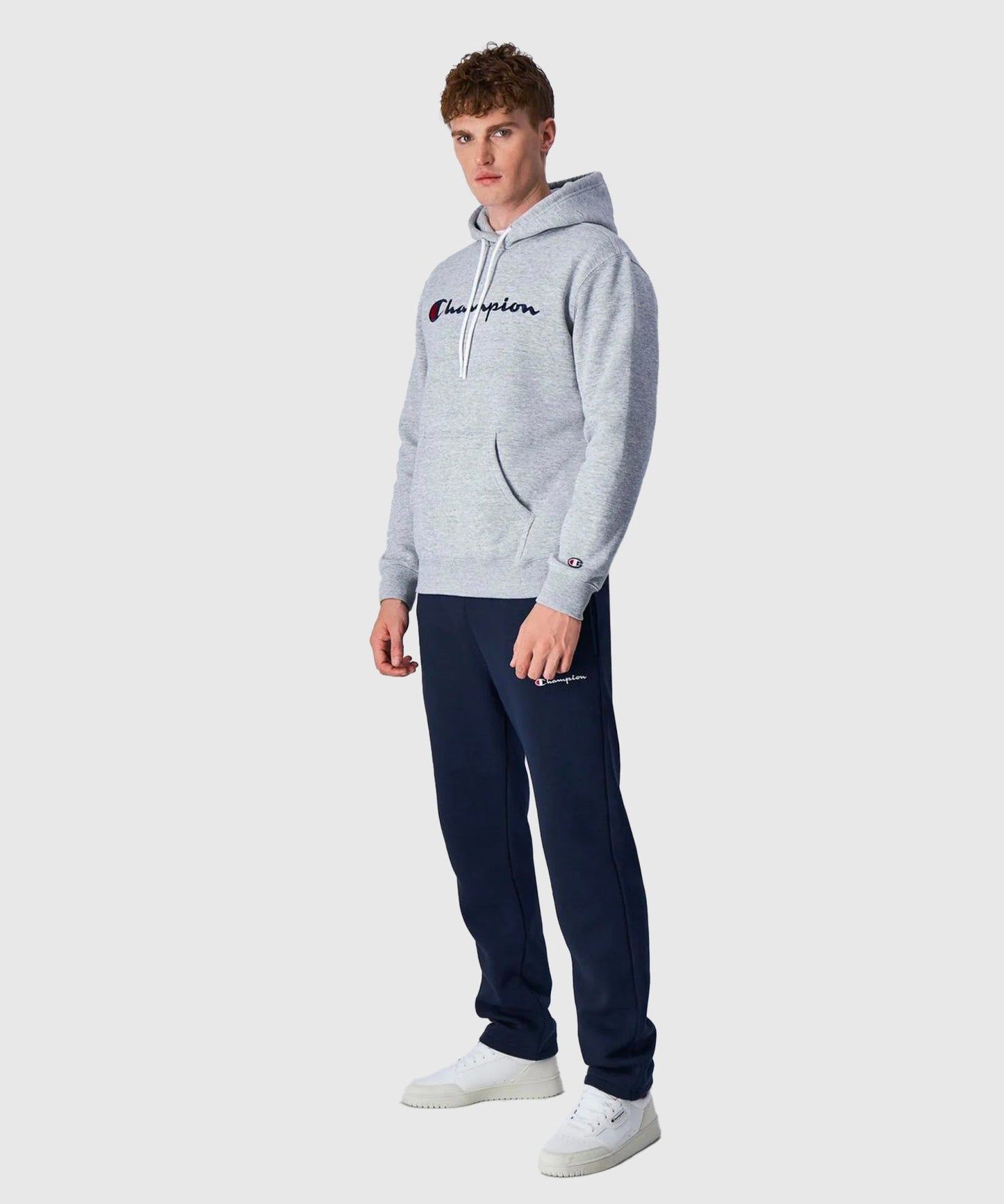 Champion Legacy Felpa con Cappuccio Logo Ricamato – Grigio