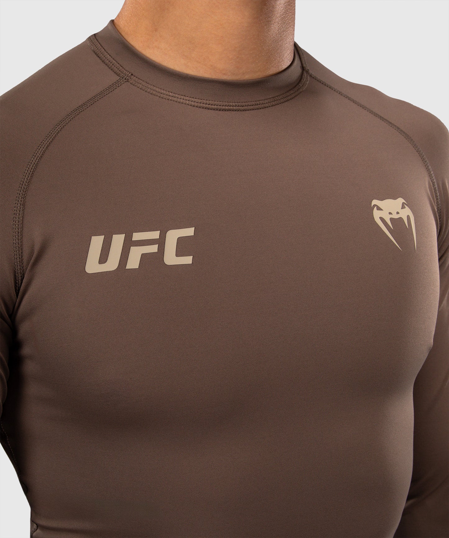 Venum UFC Unity by Venum Authentic Fight Week Men's Performance Long Sleeve Rashguard - Brown