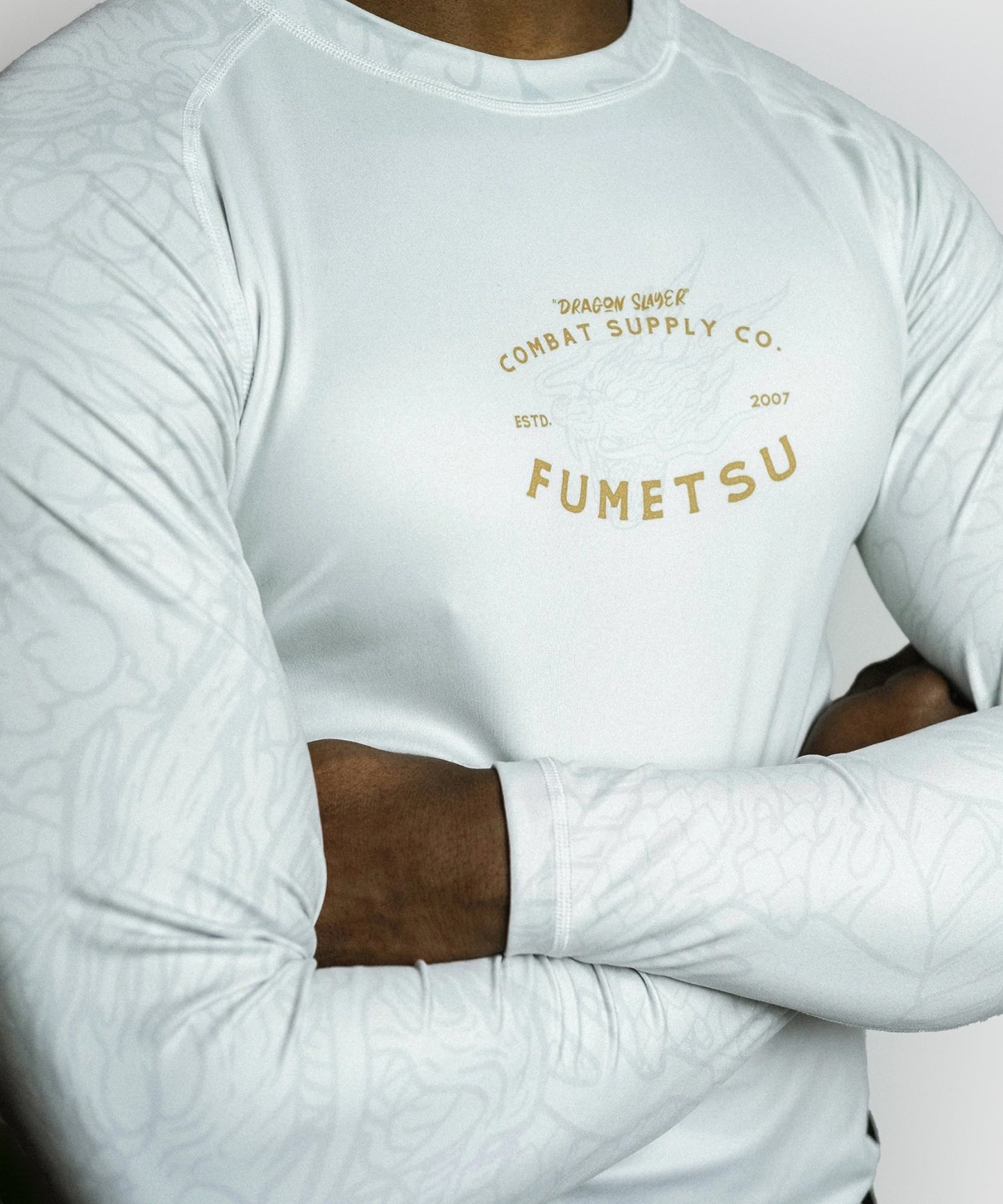 Fumetsu Dragon Slayer Langarm-Rashguard - Weiß/Gold
