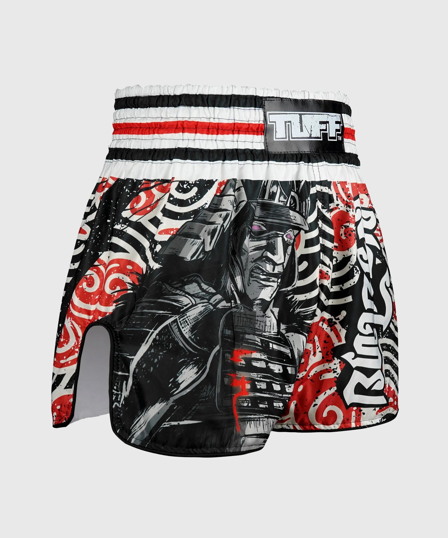 Tuff Retro Style Waves Of Bushido Elegance Pantaloncini da Muay Thai - Nero