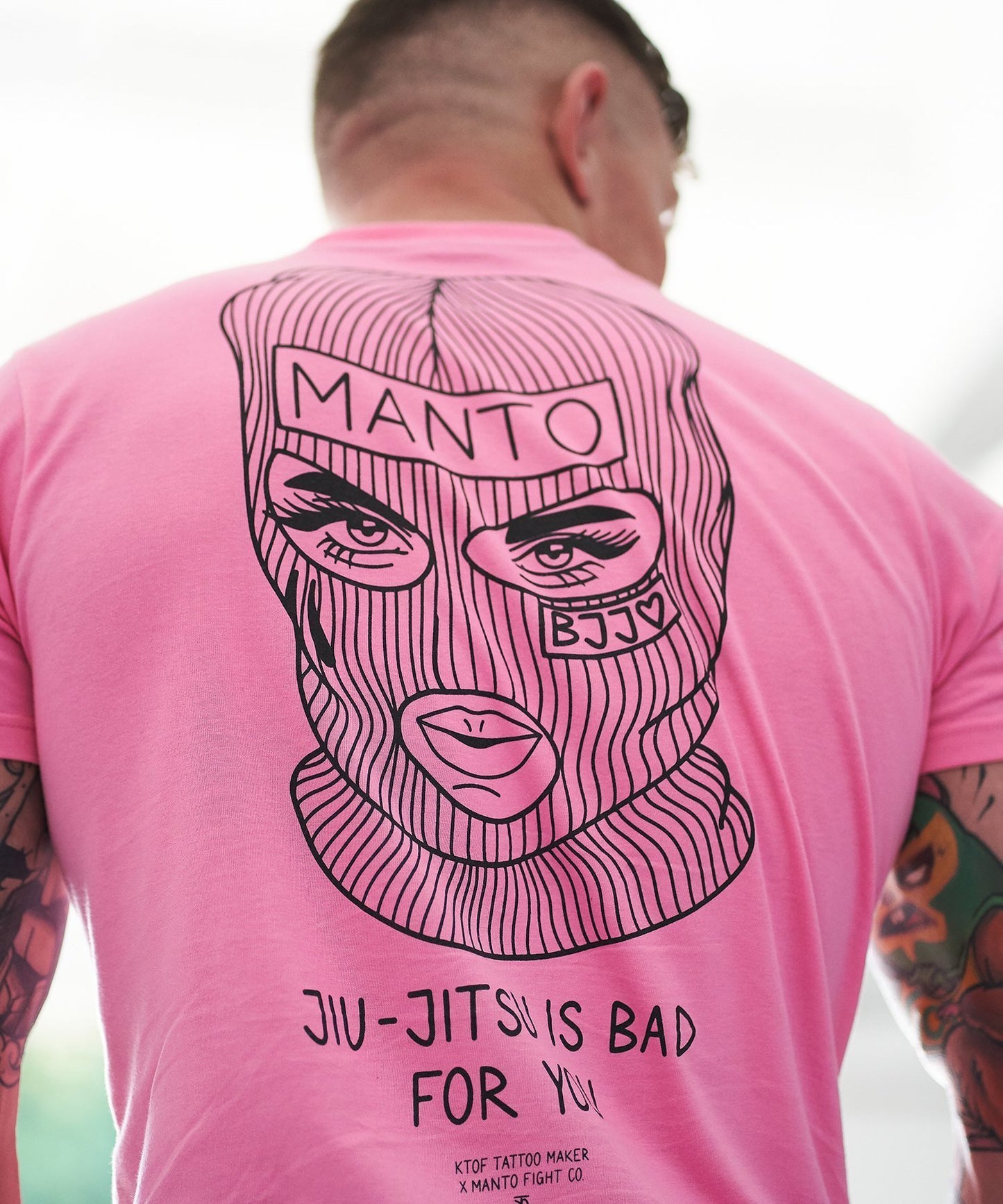 T-shirt Manto X Ktof Balaclava - Rose/Noir