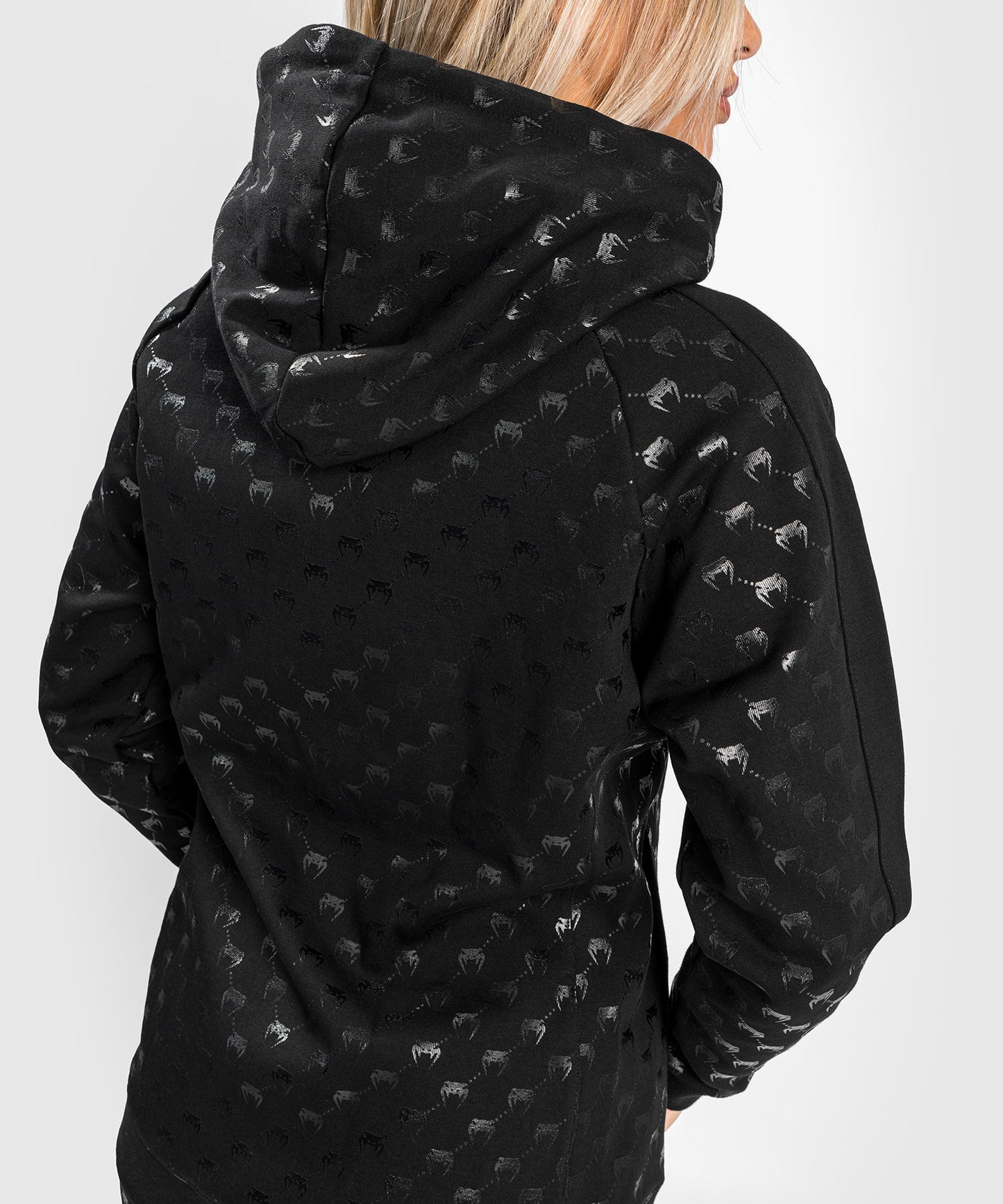 Sudadera con Capucha y Cremallera Monogram Venum para Mujer – Negro/Oro Rosa