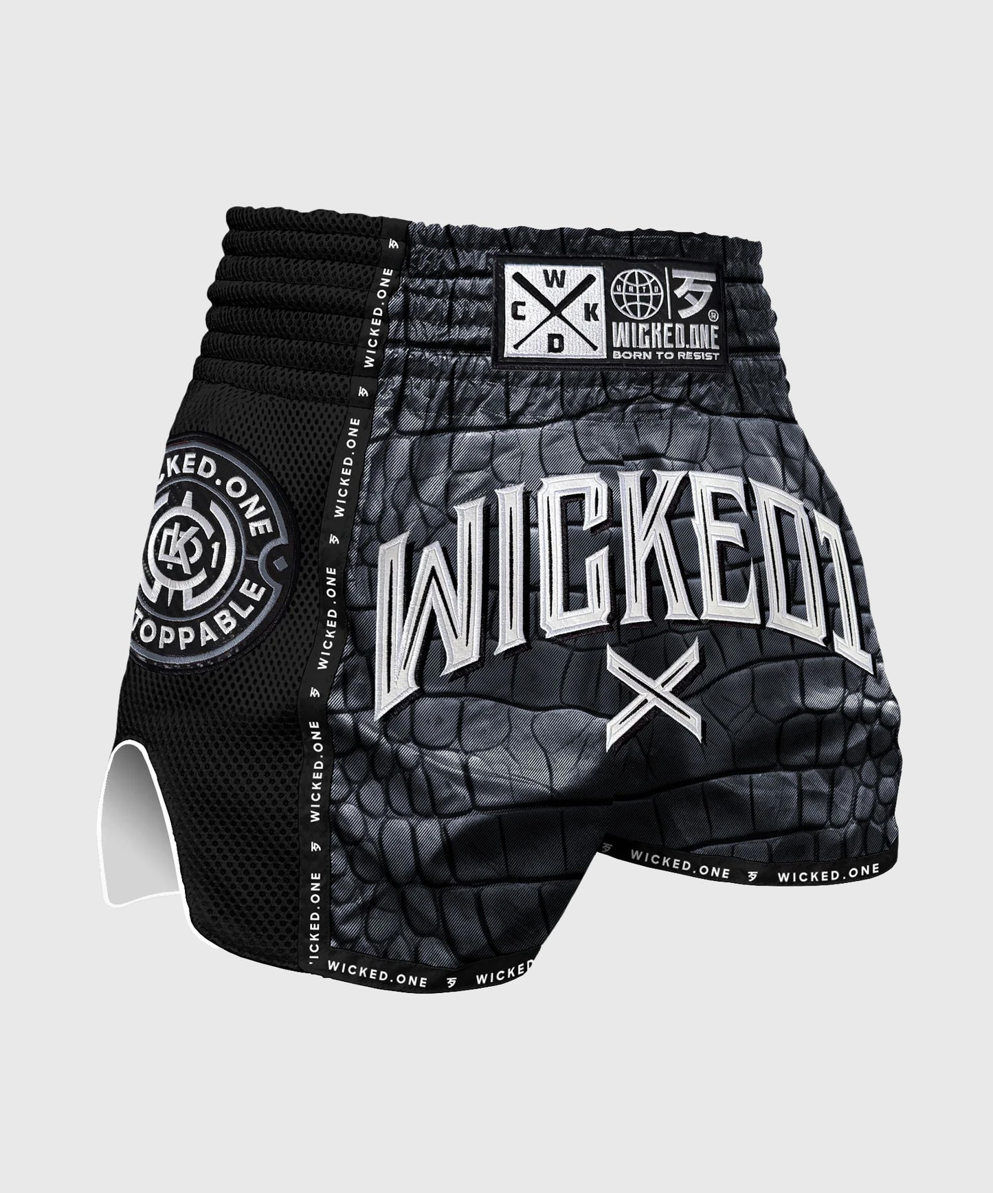 Wicked One Caïman Pantaloncini da Muay Thai - Nero