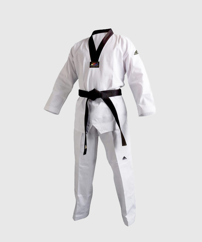 Adidas Champion II Taekwondo Dobok - Cuello Negro - Blanco