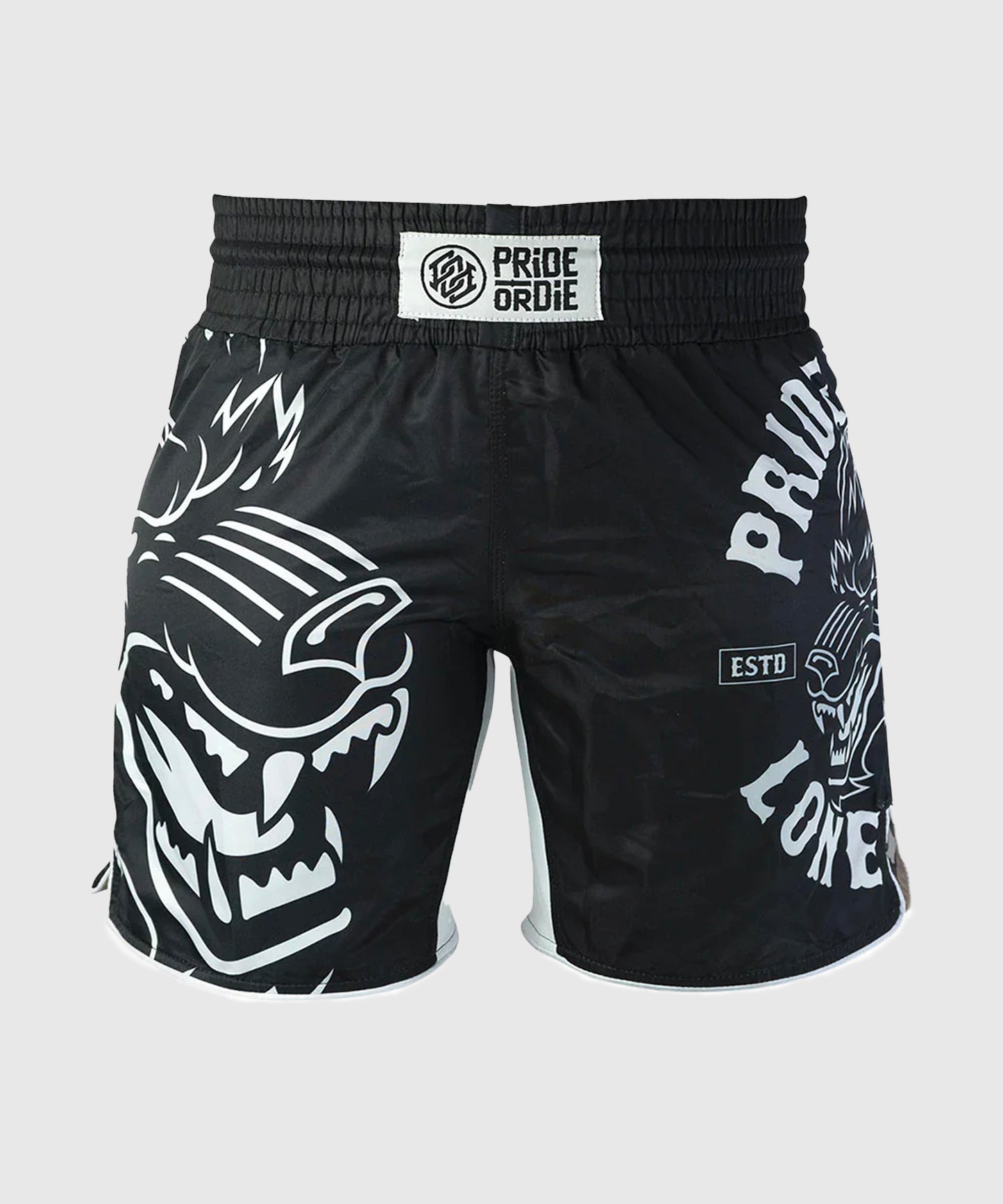 Pride Or Die Lone Wolf Fightshorts - Negro