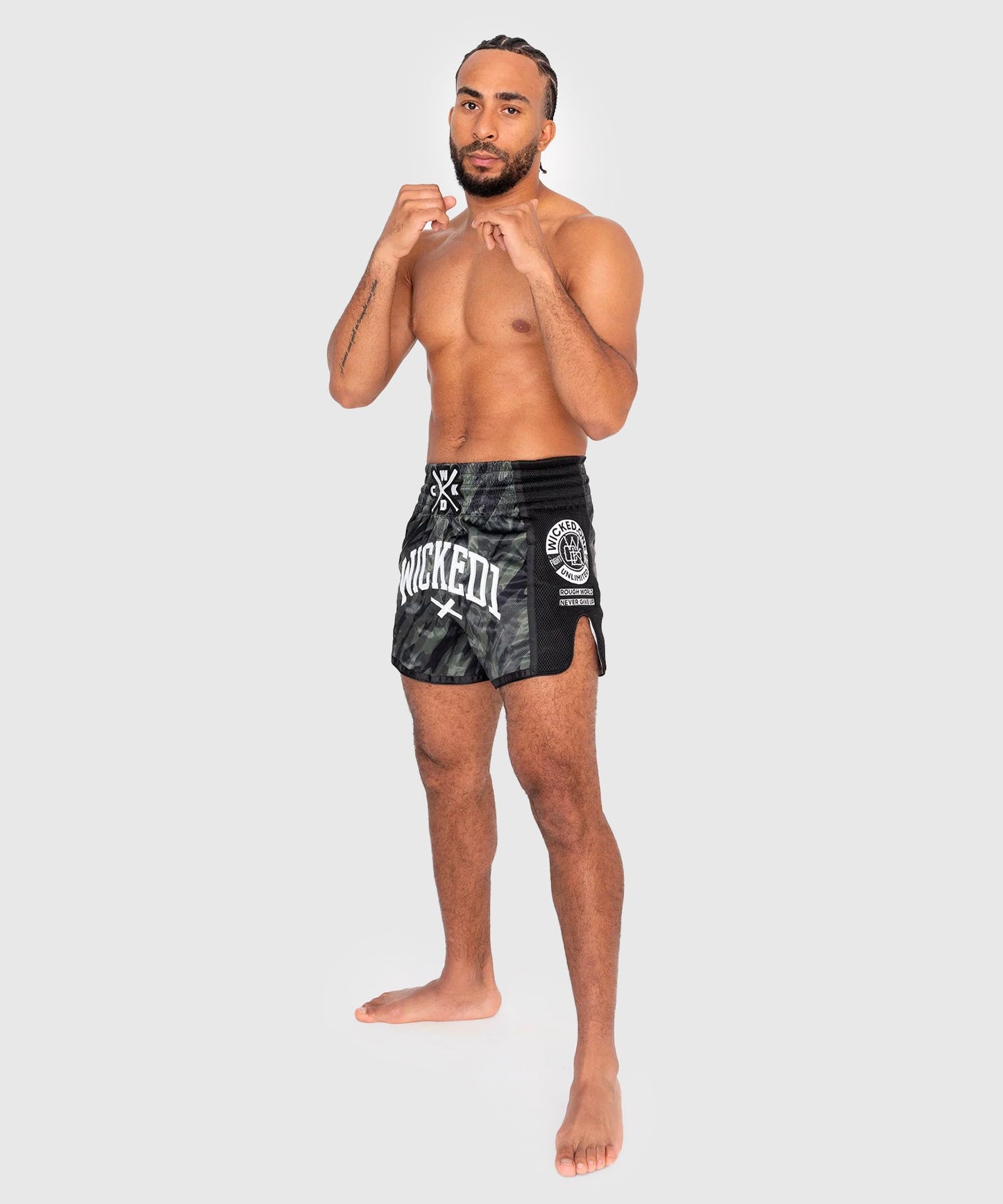 Short De Muay Thai Wicked One Fury - Noir/Kaki