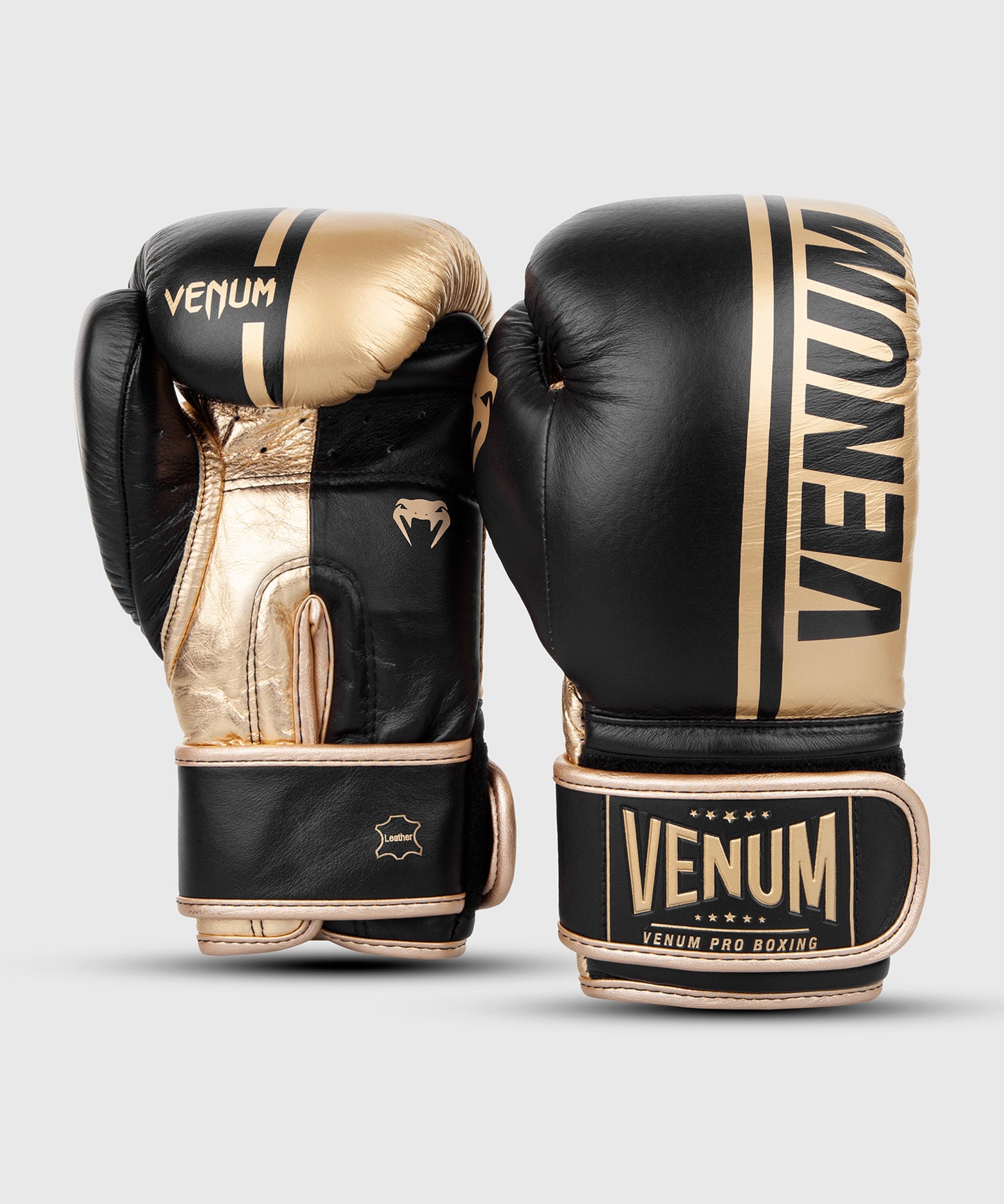 Gants de boxe pro Venum Shield Velcro - Noir/Or