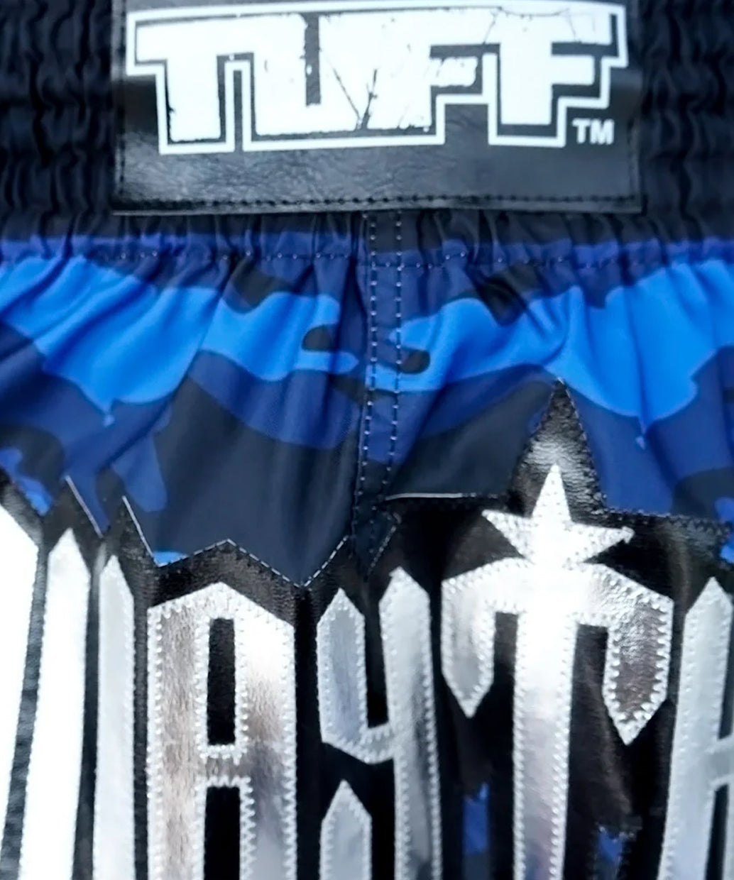Tuff Blue Military Camouflage Pantaloncini da Muay Thai - Blu/Nero