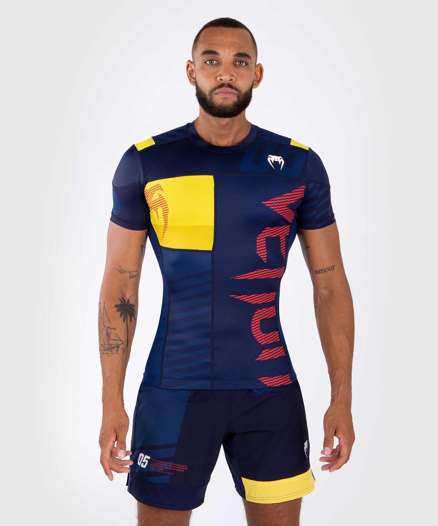 Venum Sport 05 Camiseta de Compresión de Manga Corta - Azul/Amarillo