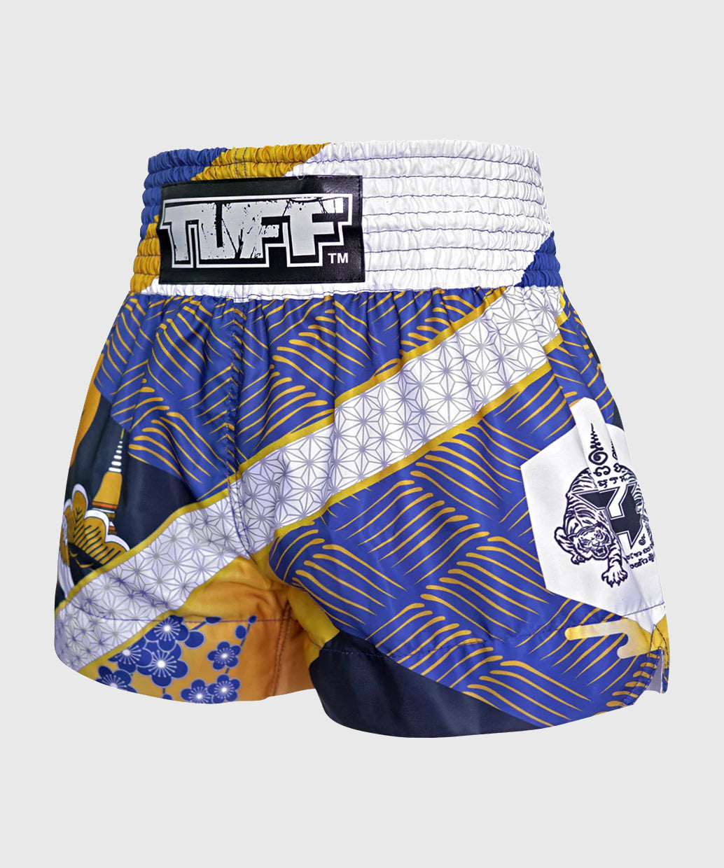 Tuff Majestic Crane Muay Thai Shorts - Blue/Gold