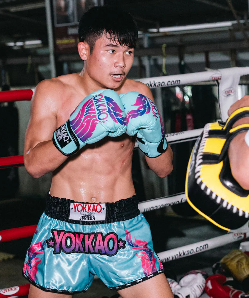 Short de Muay Thai Yokkao The Flame - Turquoise