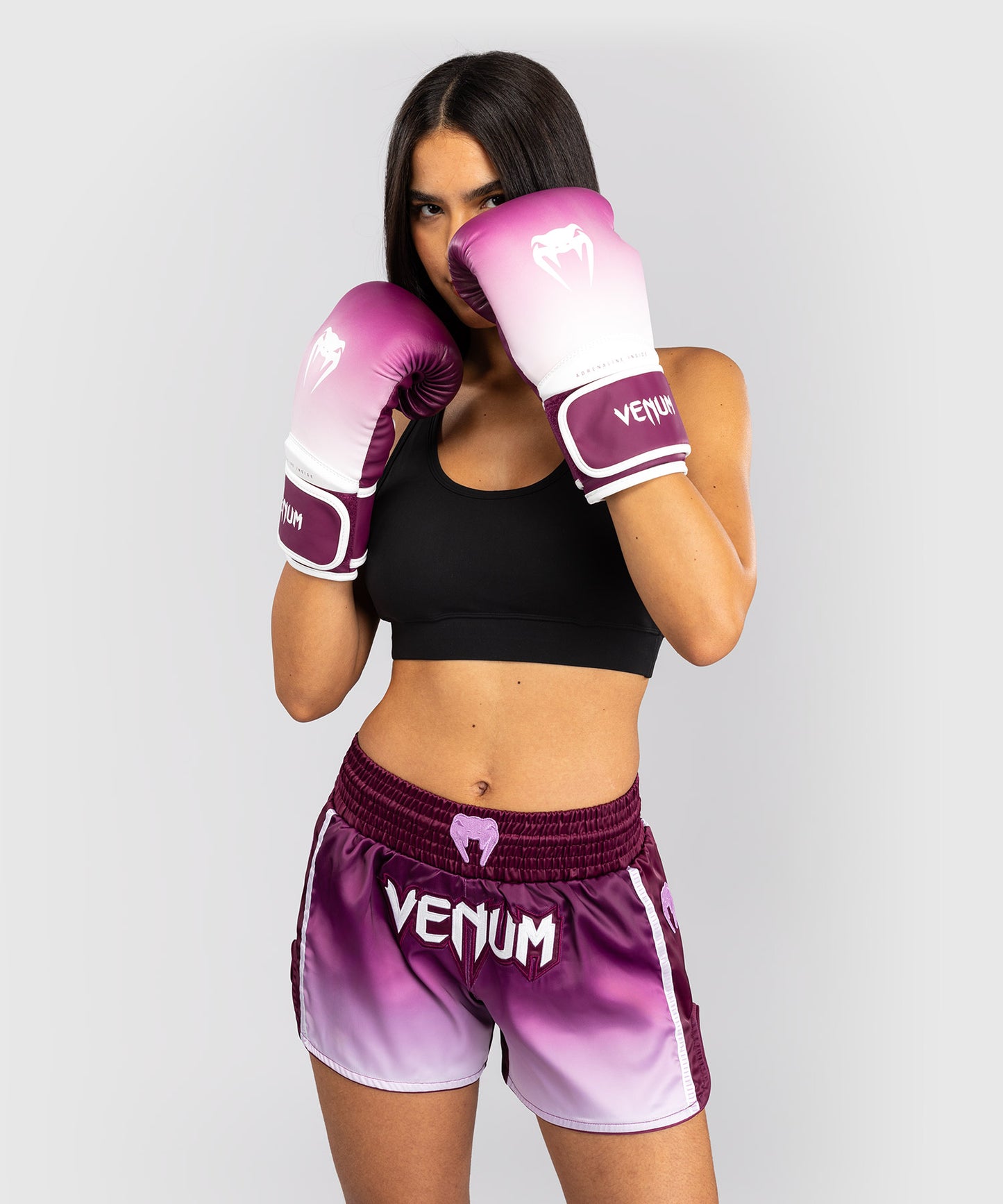 Venum Iris Pantalones Cortos Muay Thai - Ciruela/Blanco