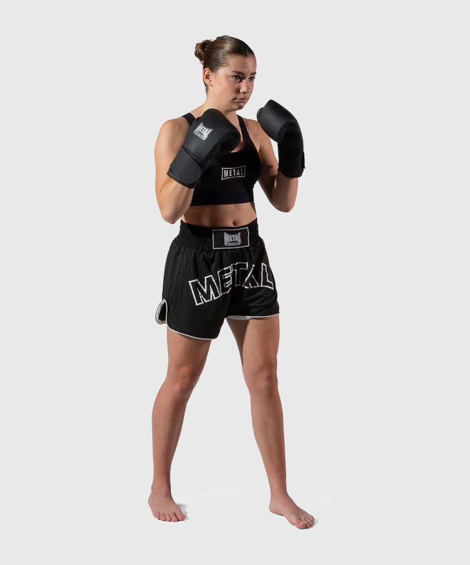 Metal Boxe Genezis Cuero Guantes de Boxeo - Negro
