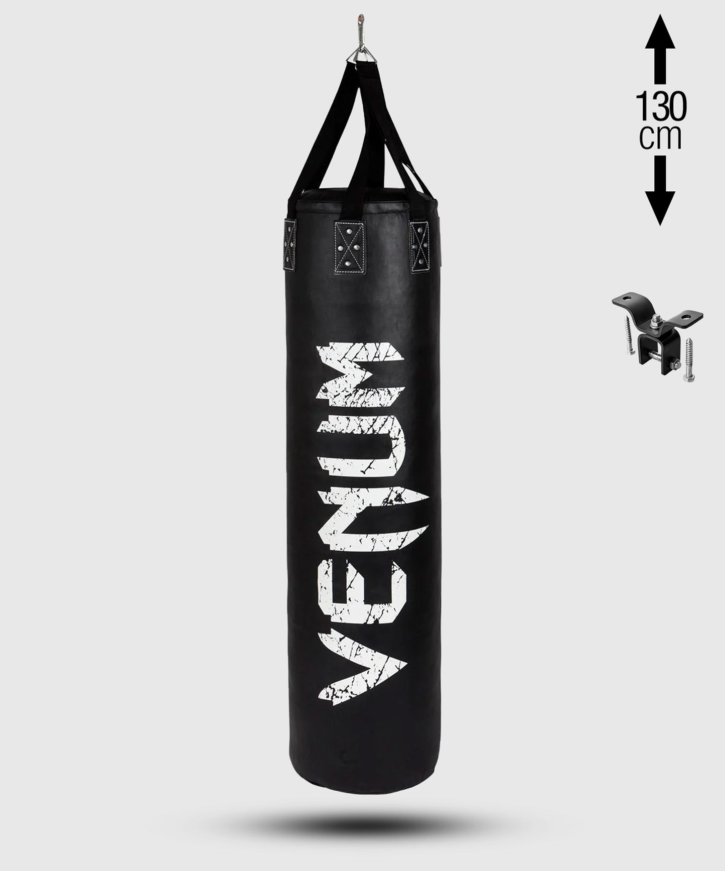 Sac de Frappe Venum Challenger avec Crochet de Plafond - Noir/Blanc - Rempli - 130cm