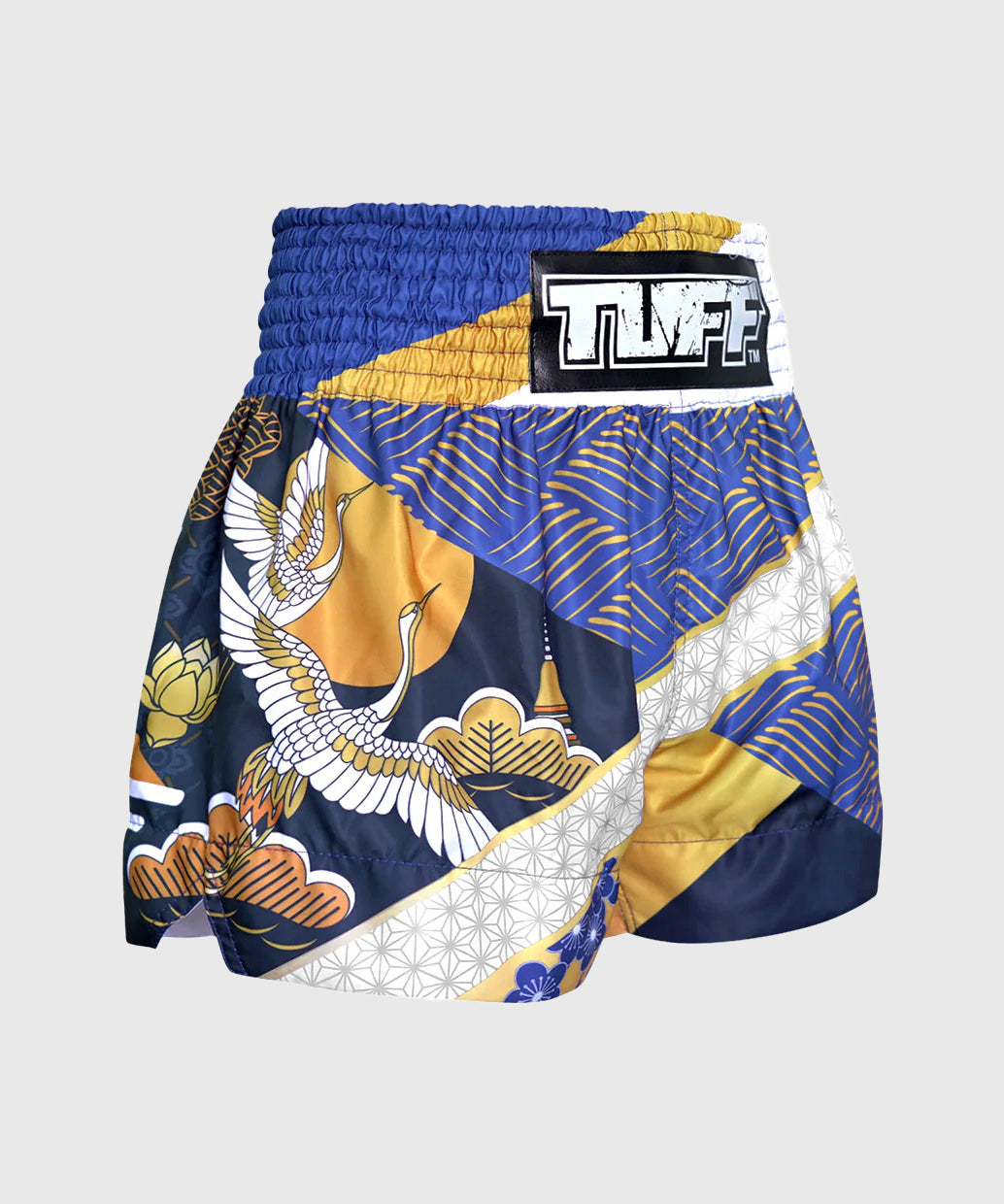 Tuff Majestic Crane Muay Thai Shorts - Blue/Gold