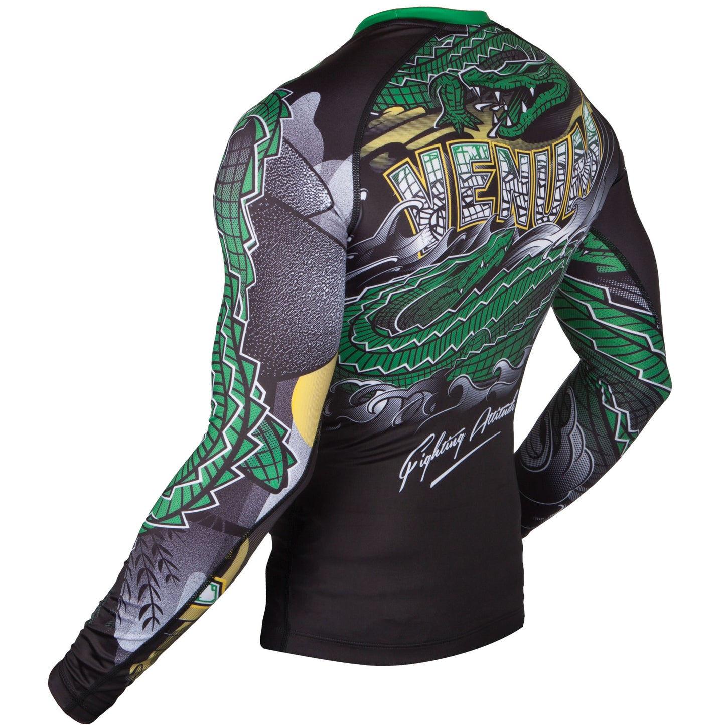 Venum Crocodile Rashguard - Schwarz/Grün - Langarm