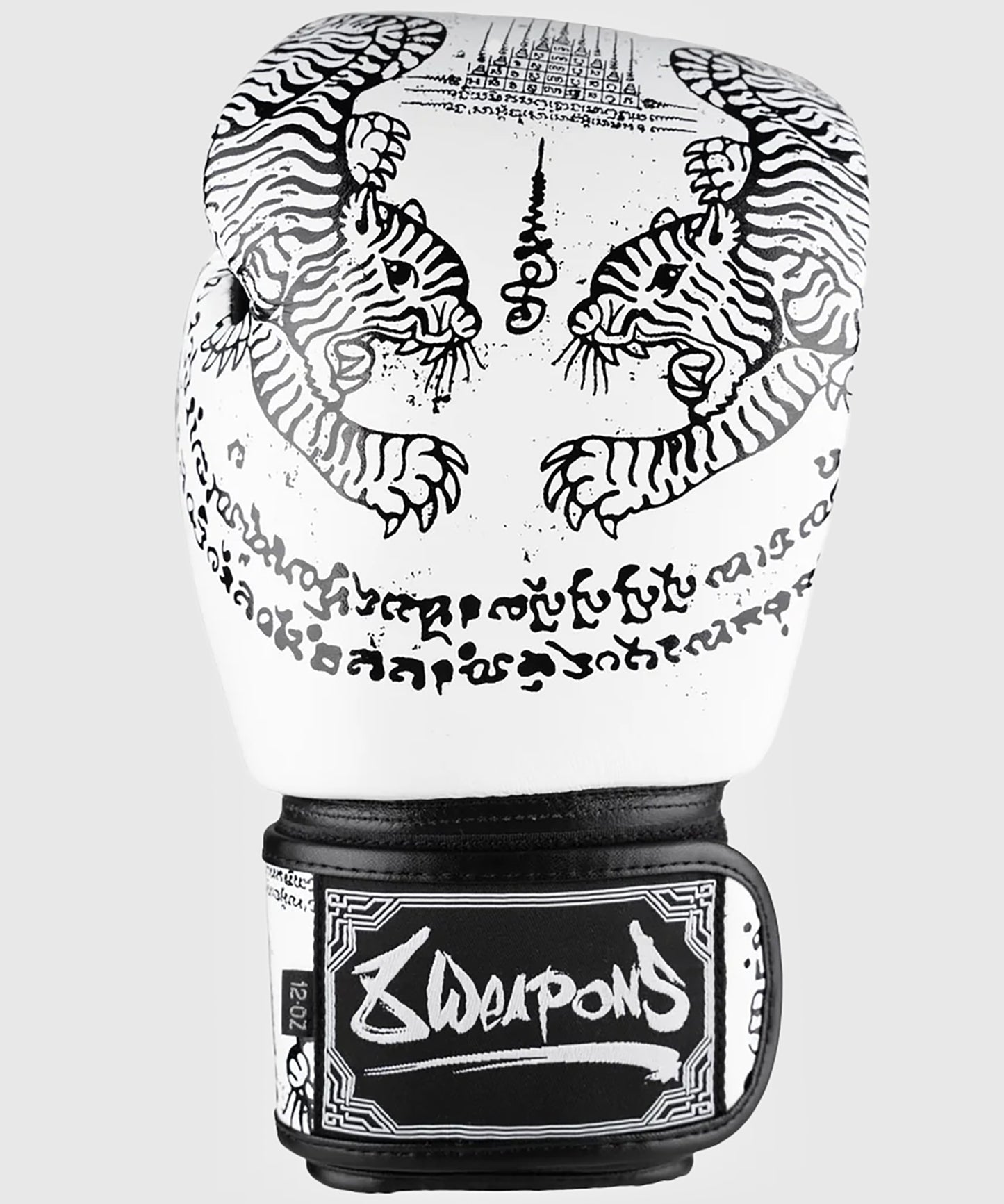 8 Weapons Sak Yant Tigers Boxhandschuhe - Weiß/Schwarz
