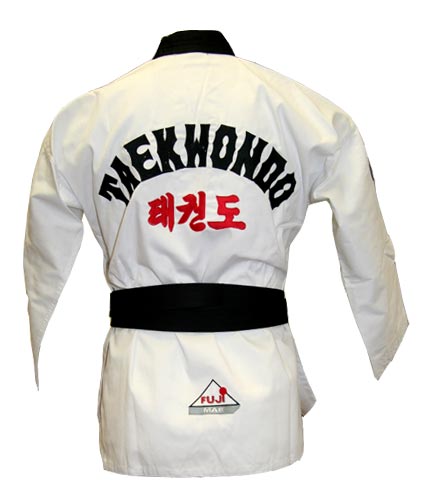 Fujimae Master Dobok Schwarzer Revers - Gerippter Stoff
