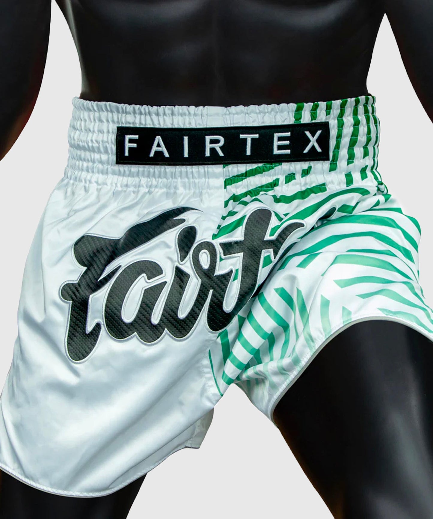 Short de Muay Thai Fairtex Racer - Blanc/Vert