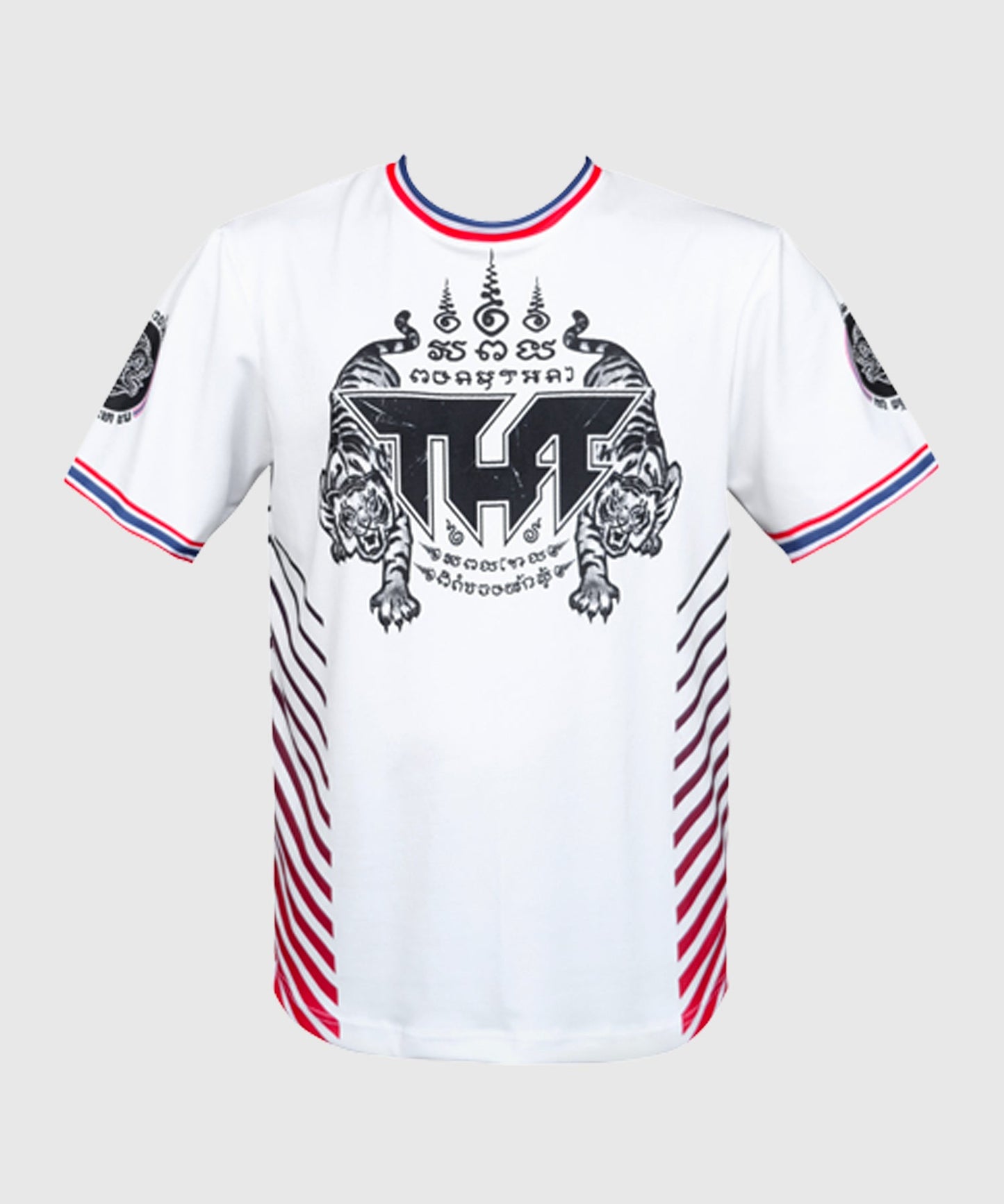 Tuff True Power Twin Tigers Yantra Muay Thai Dry Fit Camiseta - Blanco