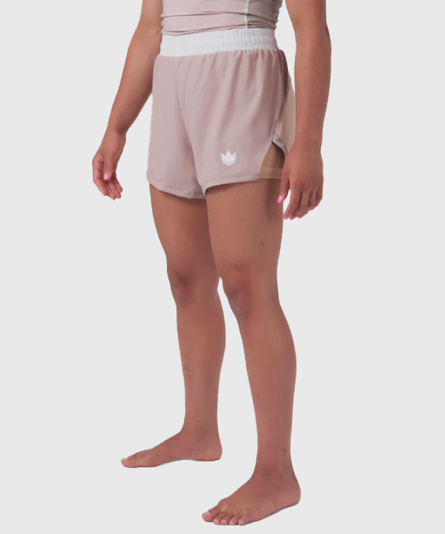 Short de MMA Pour Femme Kingz Hybrid - Beige/Rose