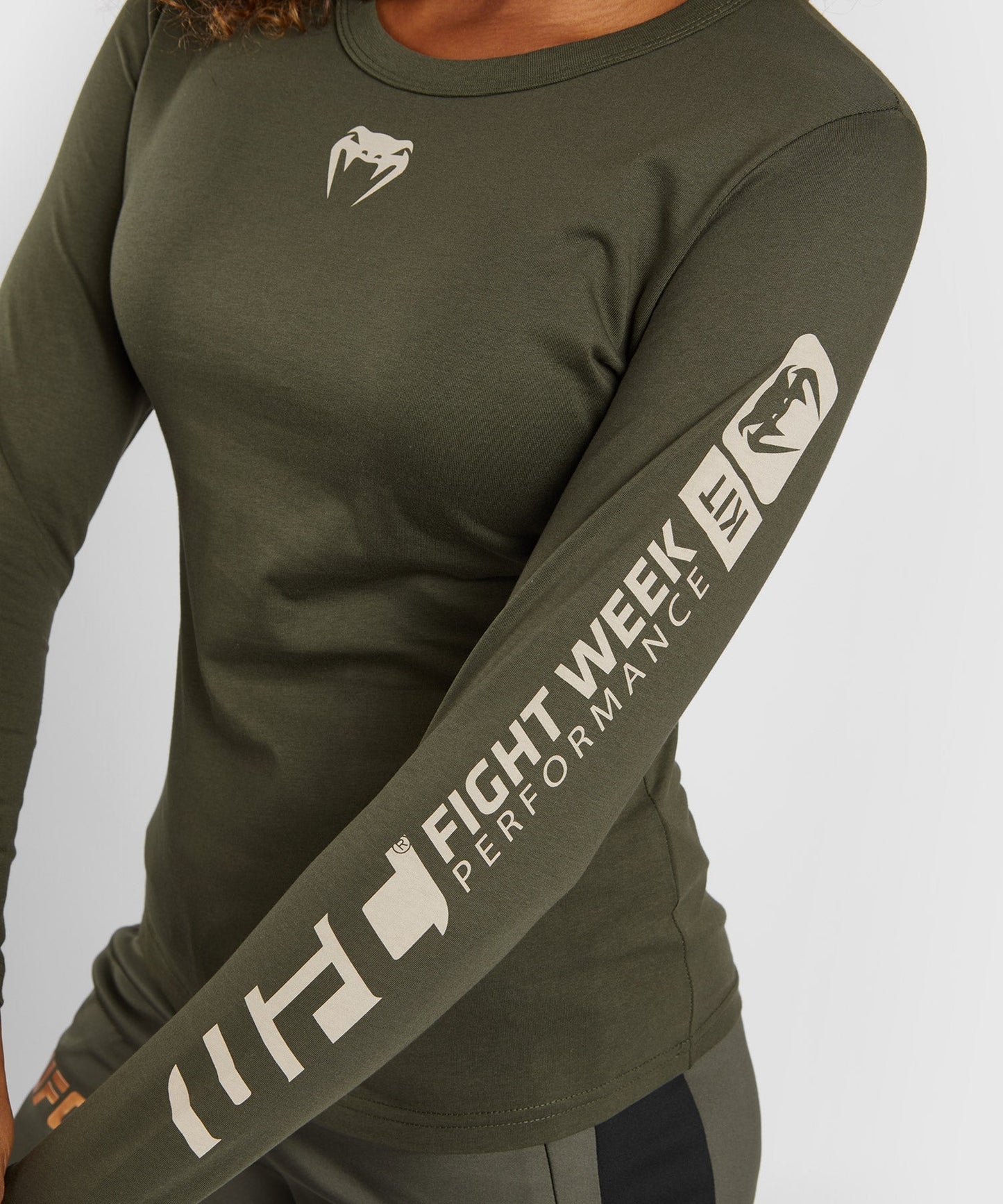 Women's UFC Adrenaline by Venum Fight Week Long Sleeve Cotton T-Shirt - Khaki/Bronze