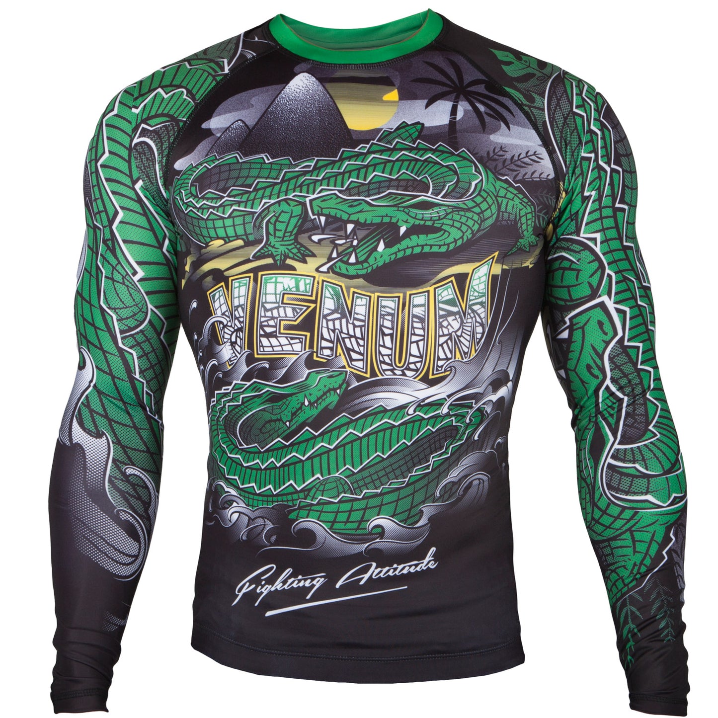 Venum Crocodile Rashguard - Schwarz/Grün - Langarm
