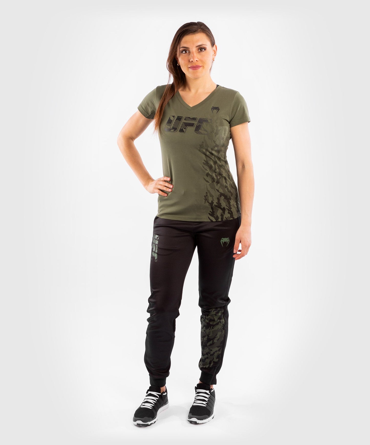 Damen UFC Venum Authentic Fight Week Kurzarm T-Shirt - Khaki