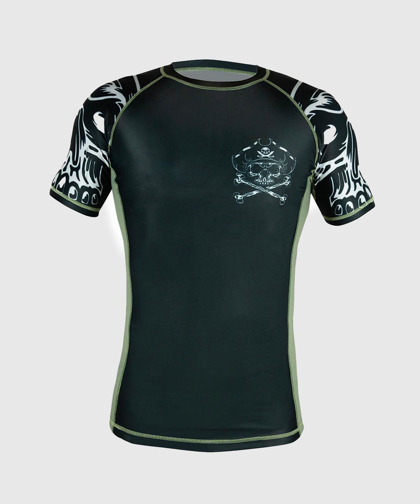 Pride Or Die Pirate V2 Rashguard a Maniche Corte - Nero/Grigio
