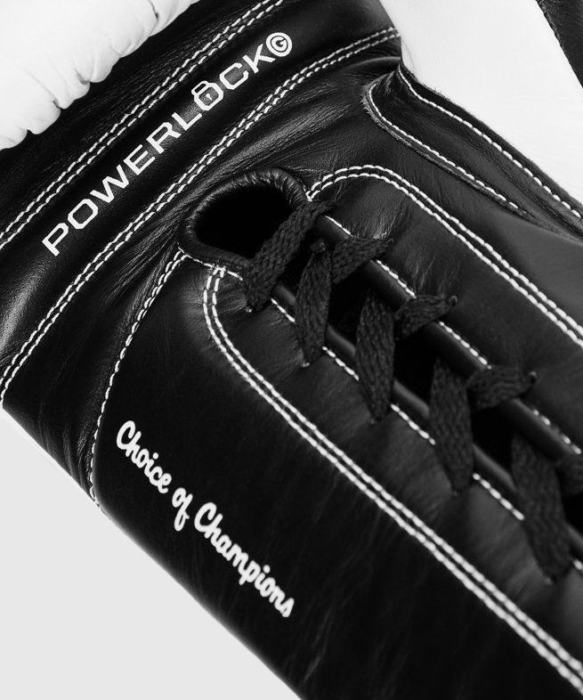 Everlast Powerlock Pro OG Guantoni da Boxe con Lacci - Bianco/Nero