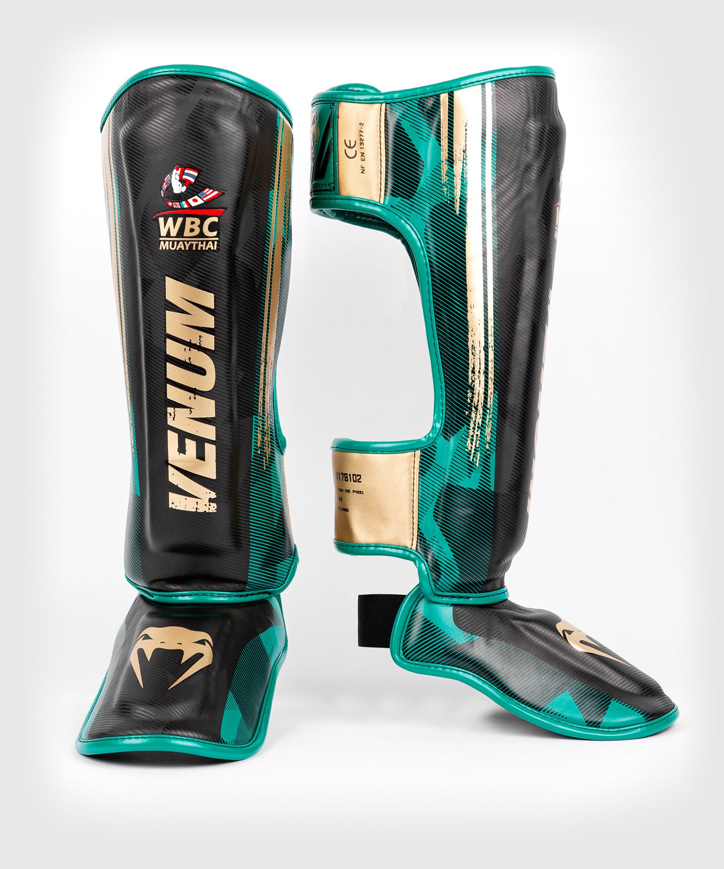 Venum WBC Muay Thai Schienbeinschützer - Schwarz/Grün