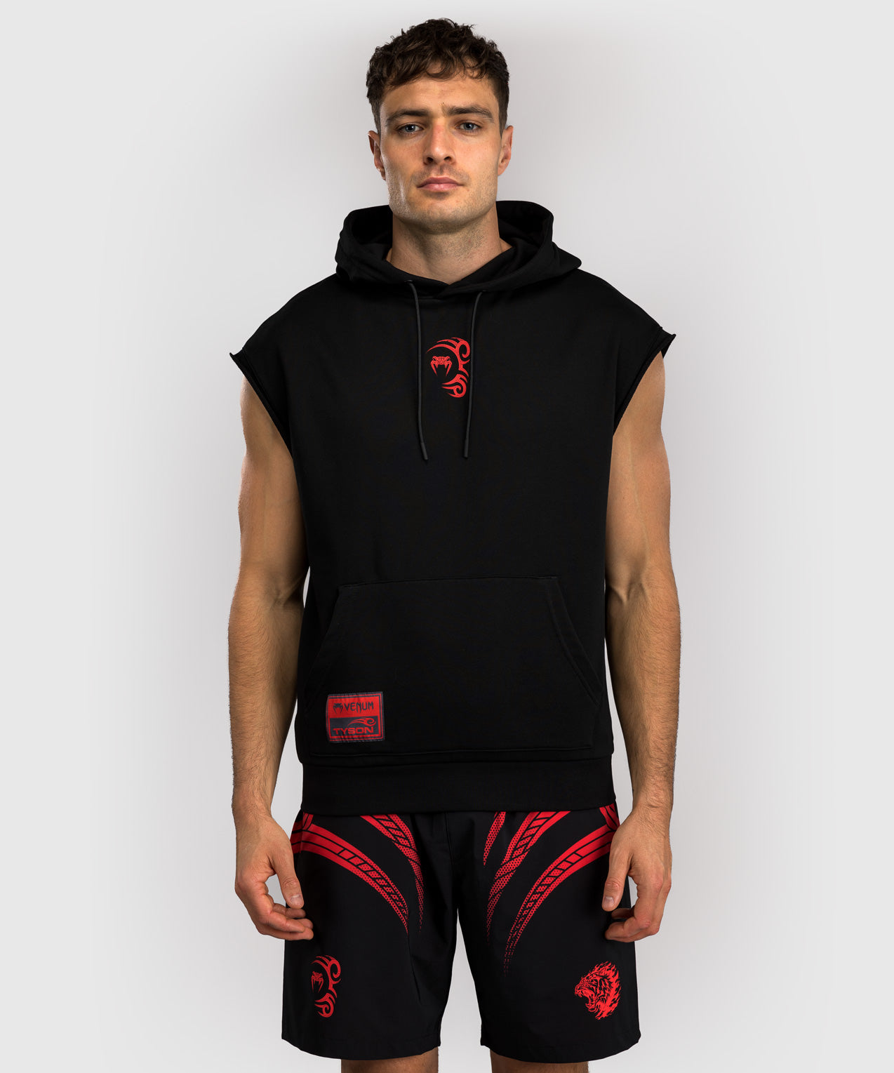 Sweat à capuche sans manches Venum x Mike Tyson Tiger - Noir Profond/Rouge Intense