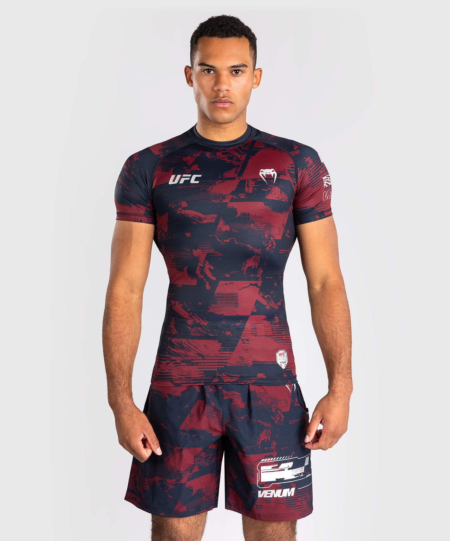 Men's UFC Zenith by Venum Burgundy Authentic Fight Week Performance Short Sleeve Rashguard
