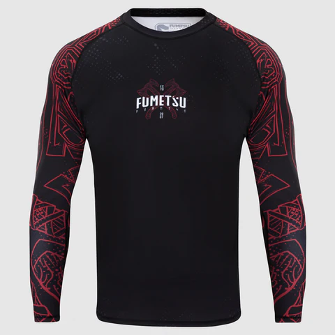 Fumetsu Berserker Langarm-Rashguard - Schwarz/Rot