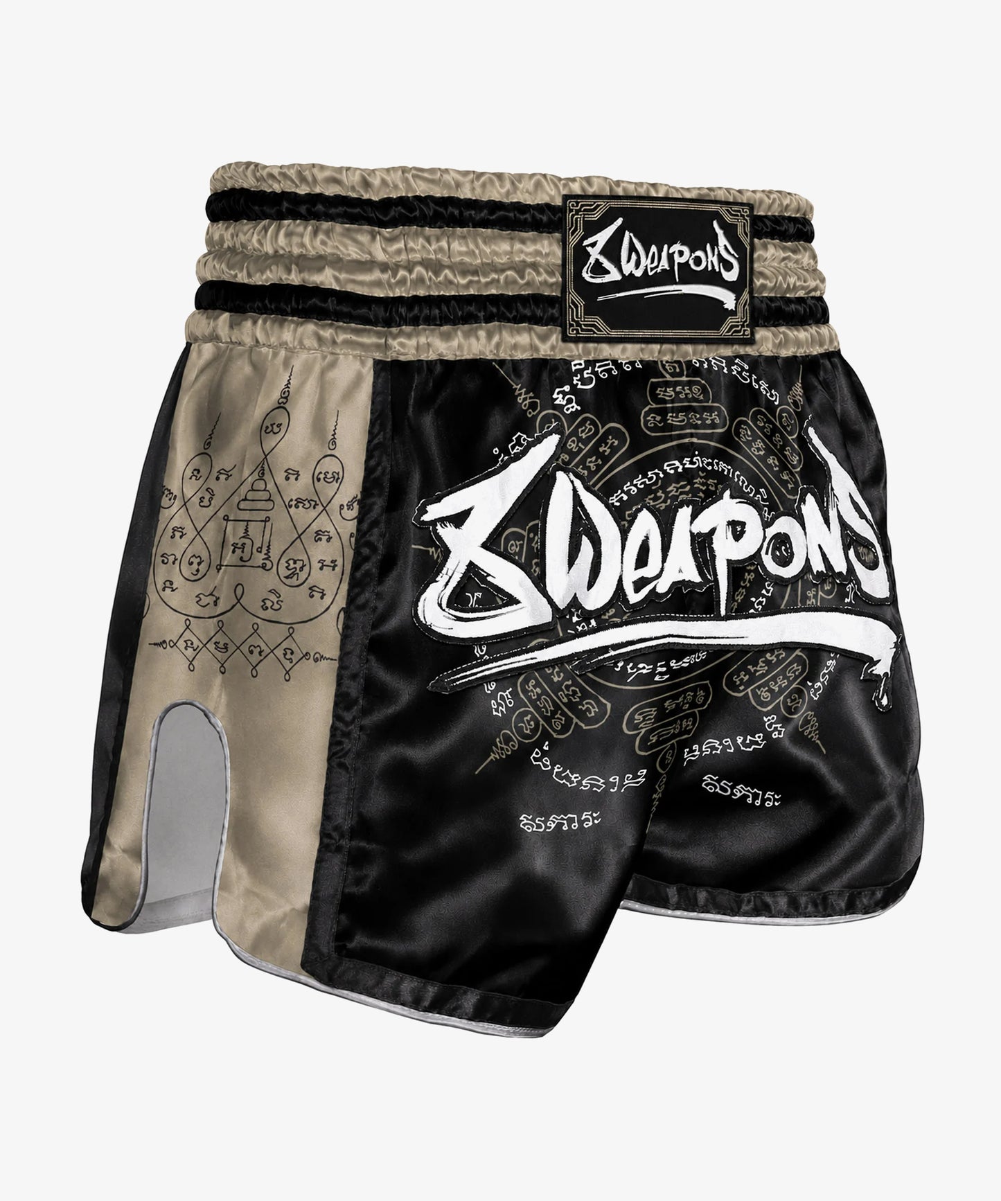 8 Weapons 8 Ways Yant 2.0 Muay Thai Shorts - Schwarz/Sand