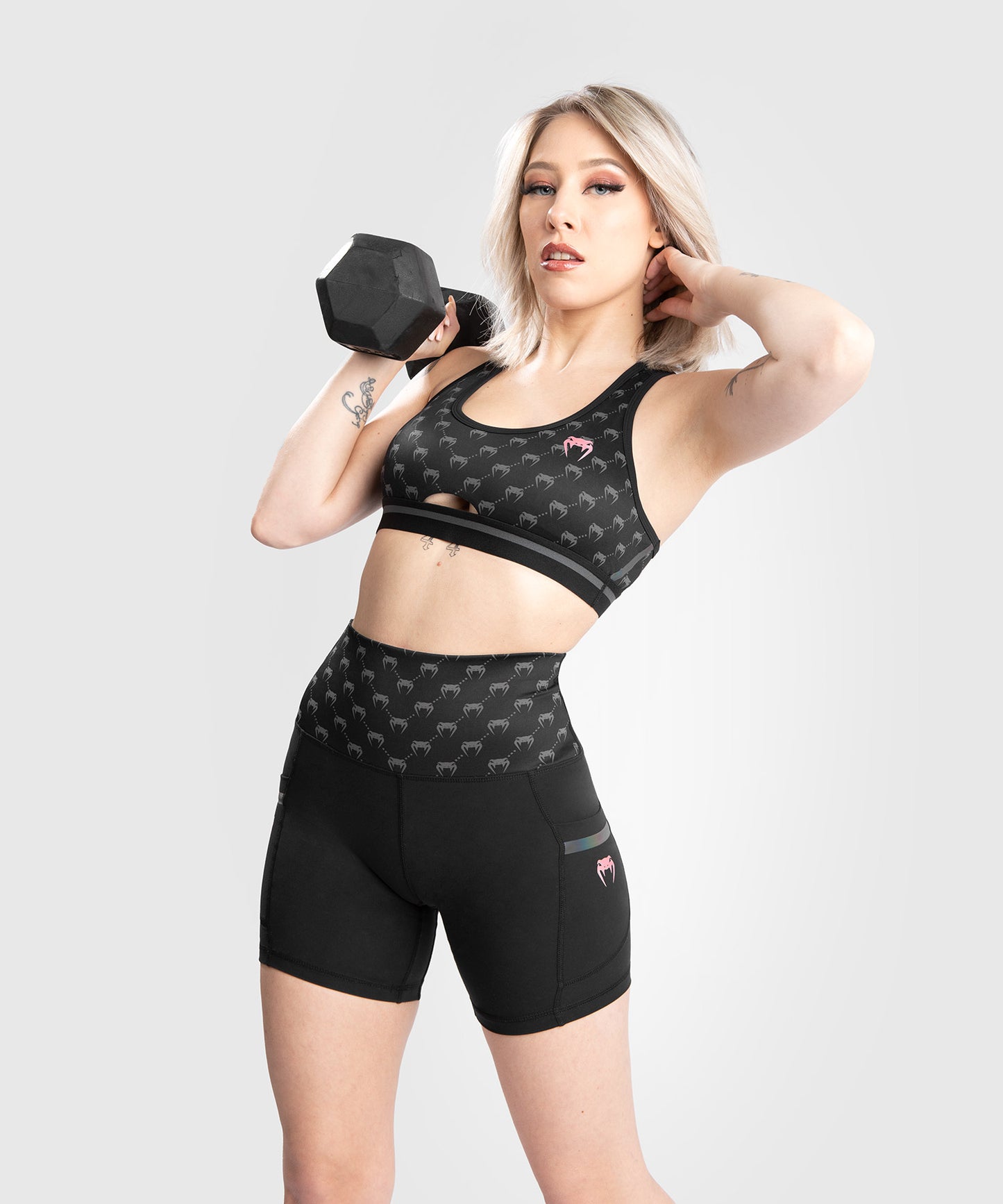 Venum Monogram Bike Shorts für Damen – Schwarz/Roségold