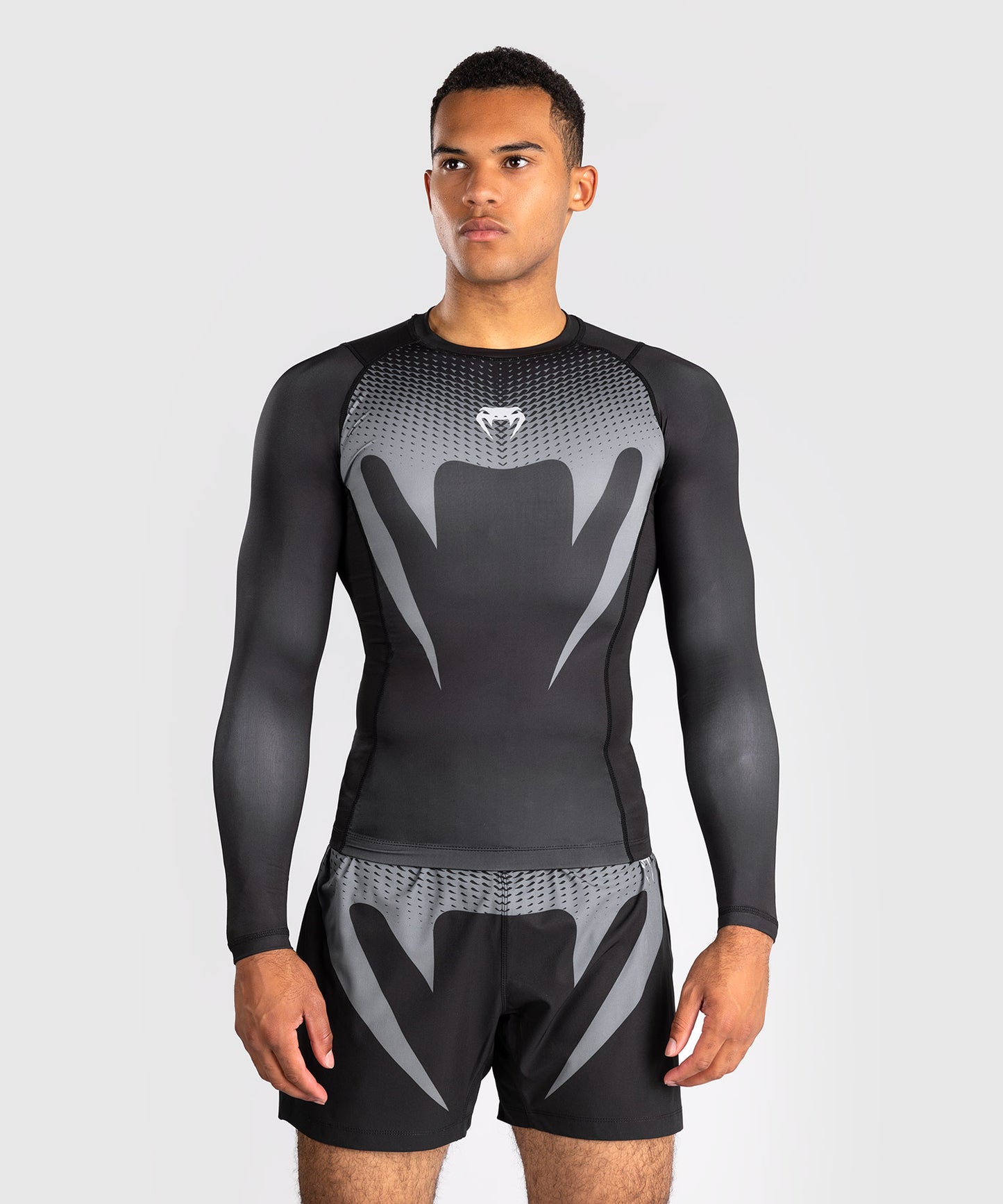 Venum No Gi Rashguards - Black/ Silver Grey
