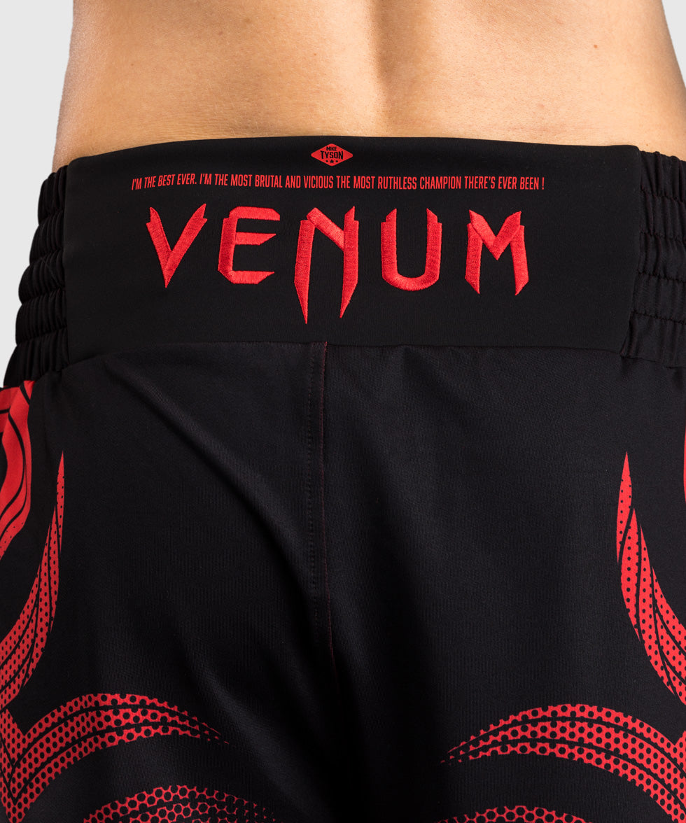 Short de Boxe Venum x Mike Tyson Tiger - Noir Profond/Rouge Intense