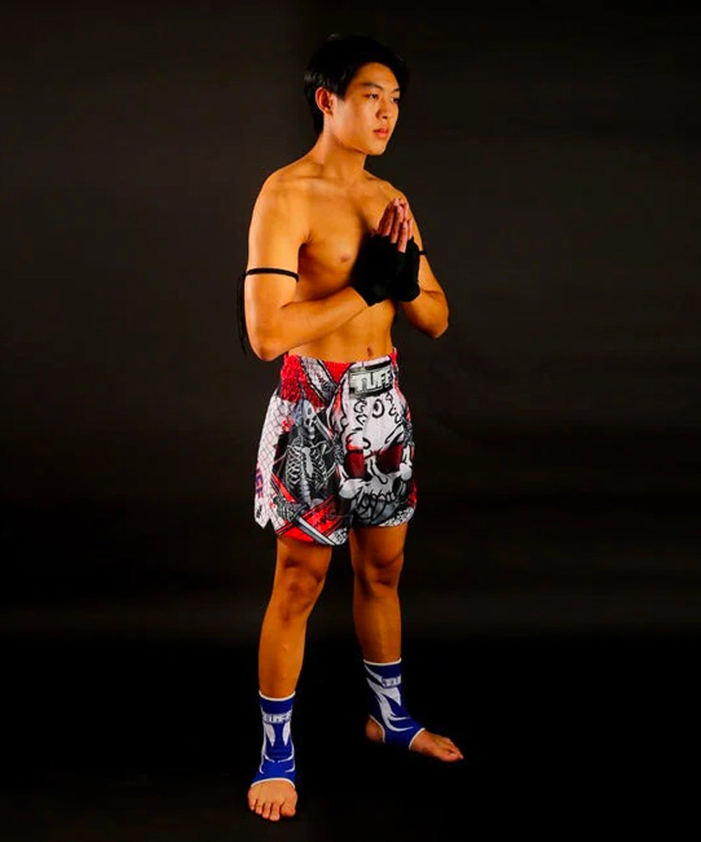 Tuff Devil Skull Pantalones de Muay Thai - Blanco