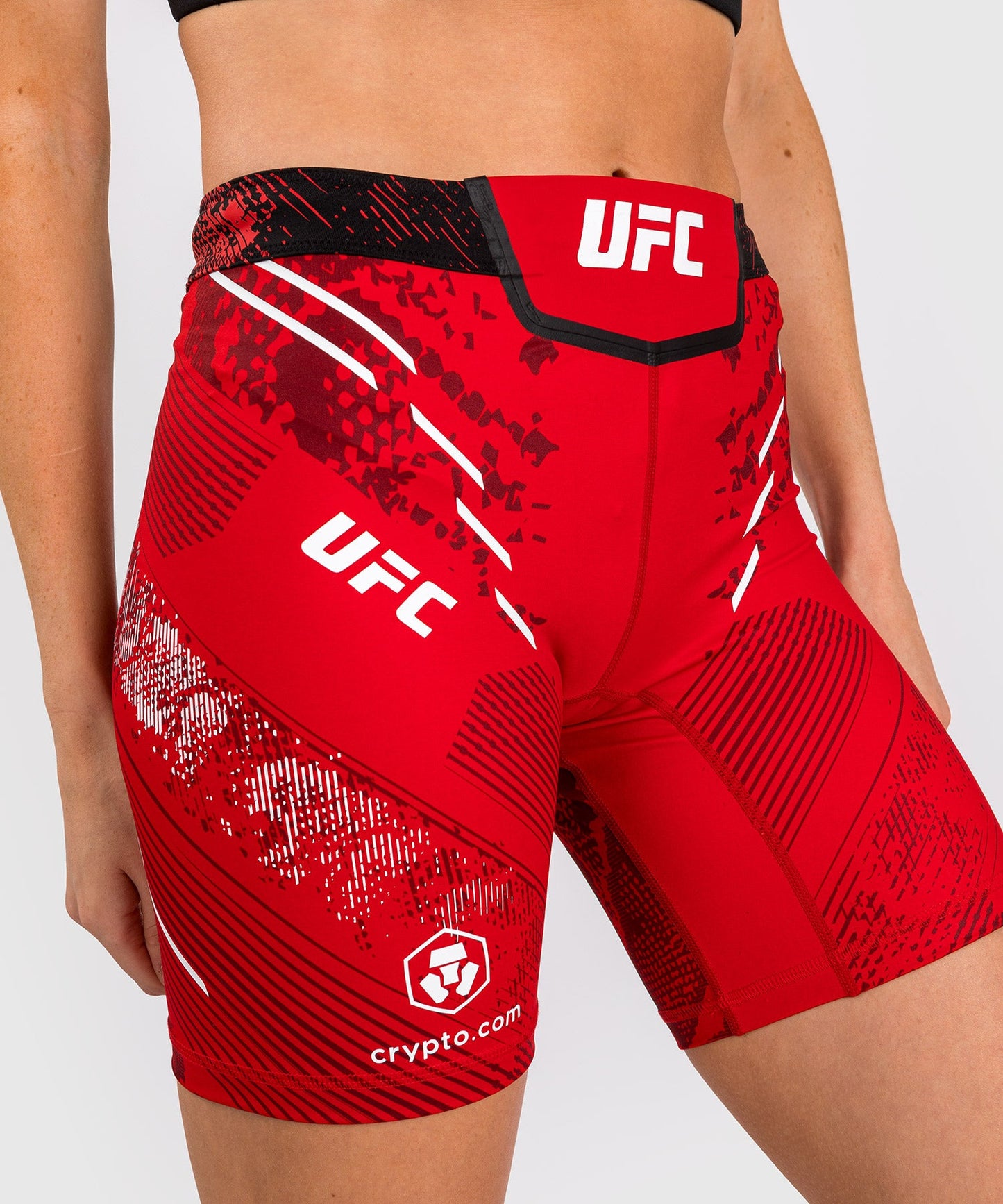 UFC Women's Long Fit Compression Short Adrenaline by Venum Authentic Fight Night - Red