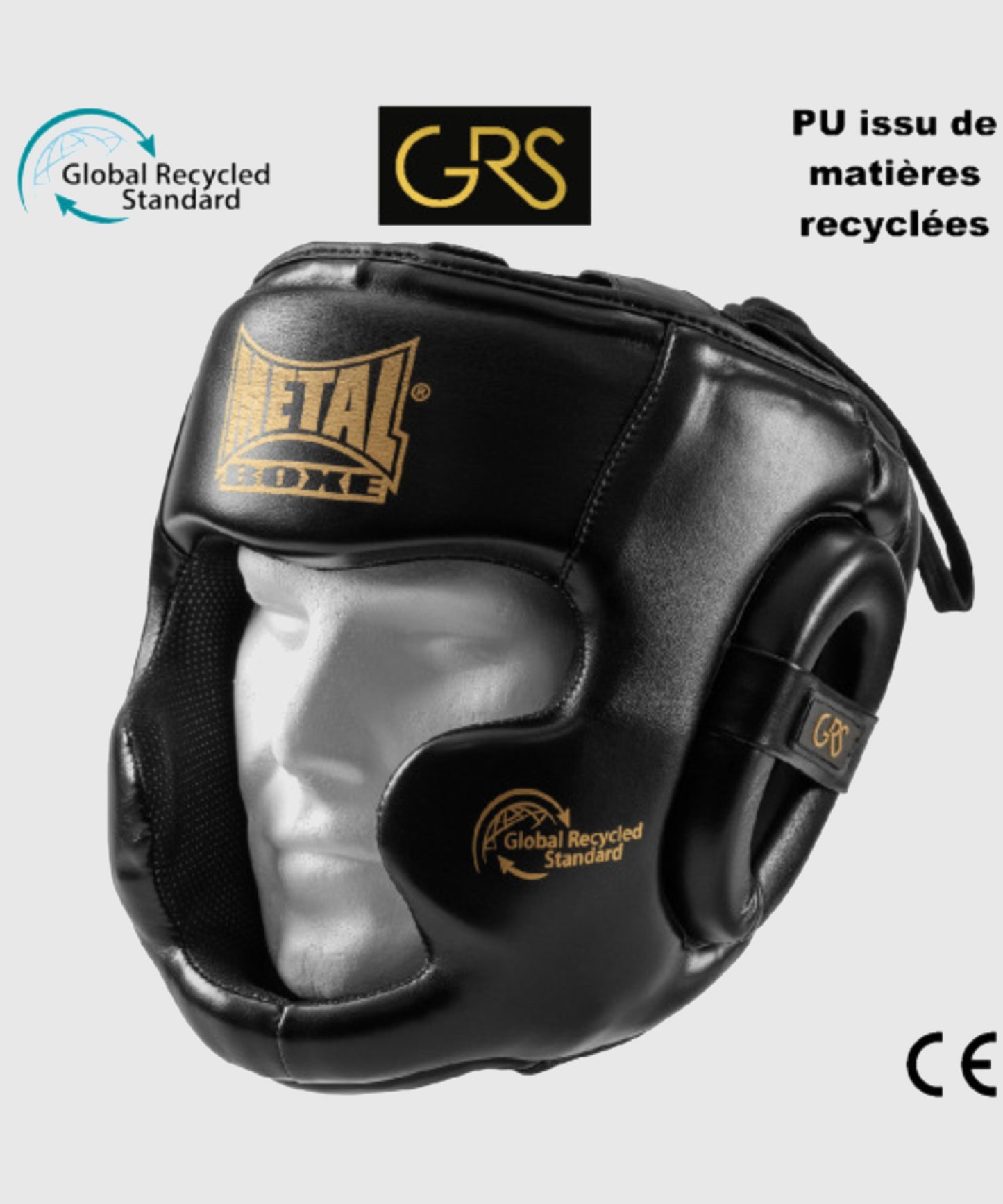 Metal Boxe Casco de Boxeo – Negro/Dorado