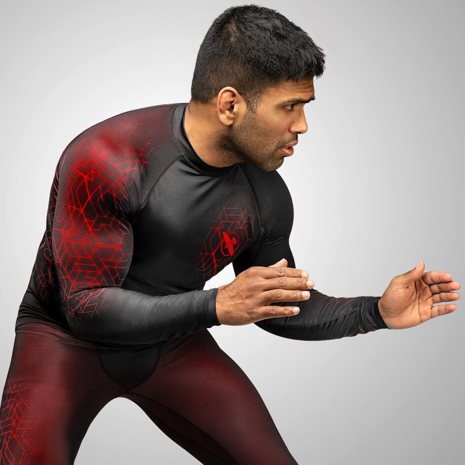 Hayabusa Geo Rashguard de Manga Larga - Rojo