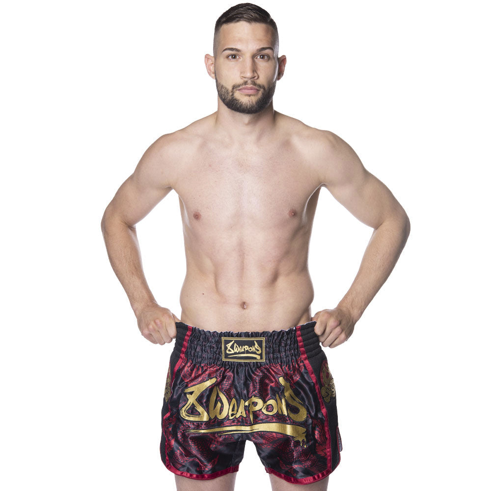 8 Weapons Super Mesh Naga Black Muay Thai Shorts - Red