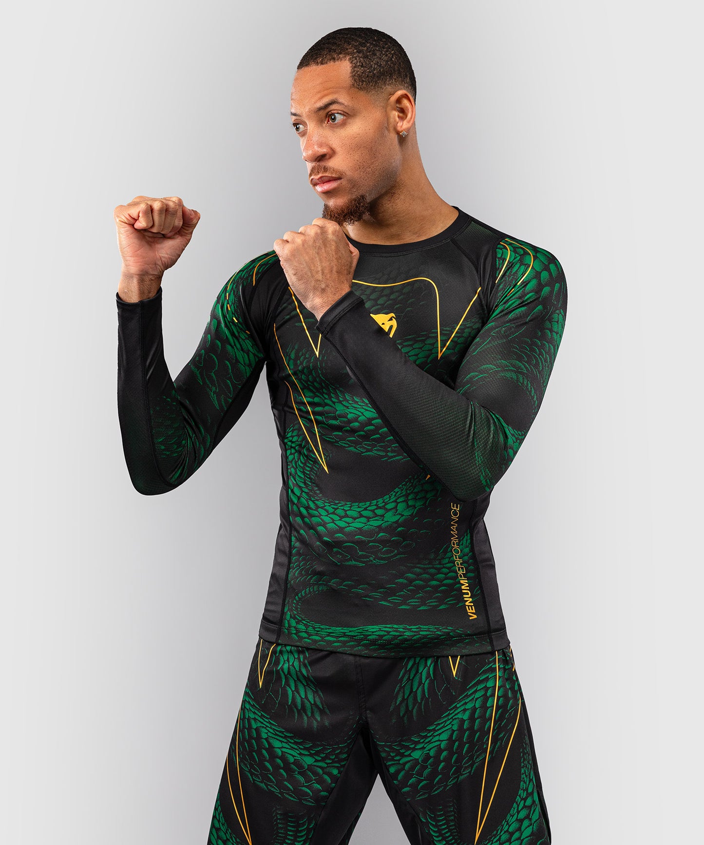 Venum Matupa Long Sleeve Rashguard - Black/Green/Gold