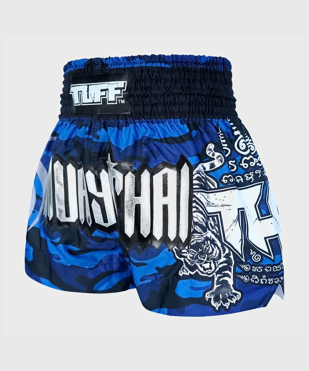Tuff Blue Military Camouflage Pantaloncini da Muay Thai - Blu/Nero