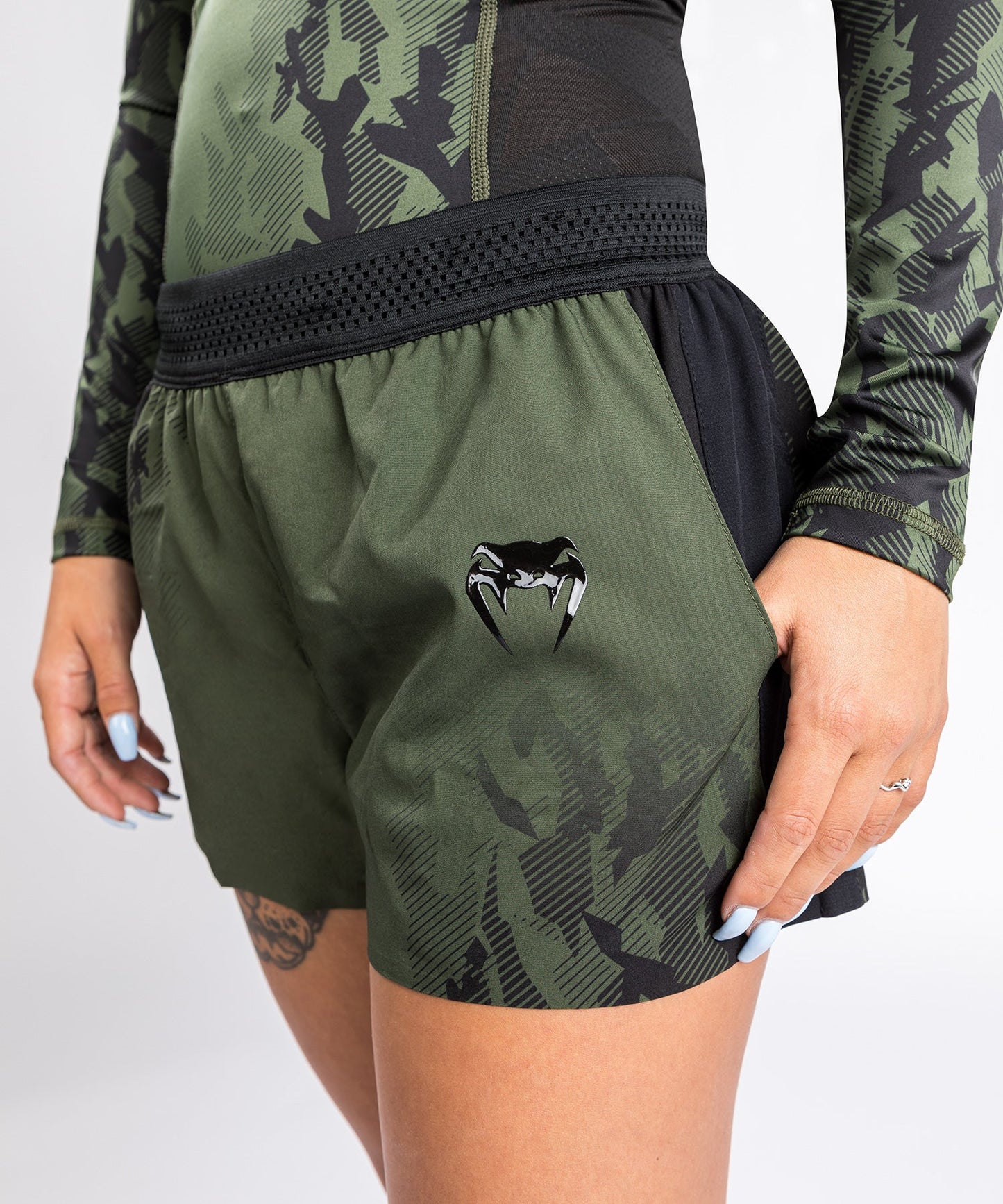 Short de Sport Femme UFC Venum Authentic Fight Week - Kaki