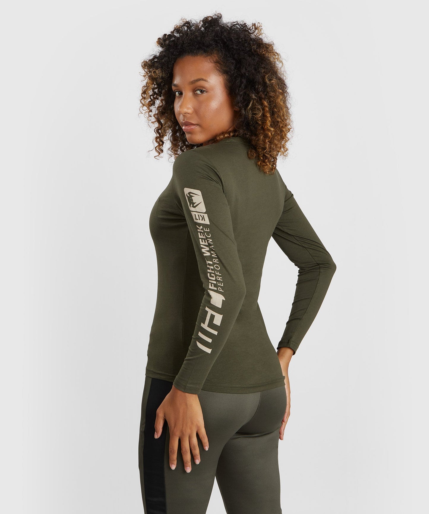 Women's UFC Adrenaline by Venum Fight Week Long Sleeve Cotton T-Shirt - Khaki/Bronze