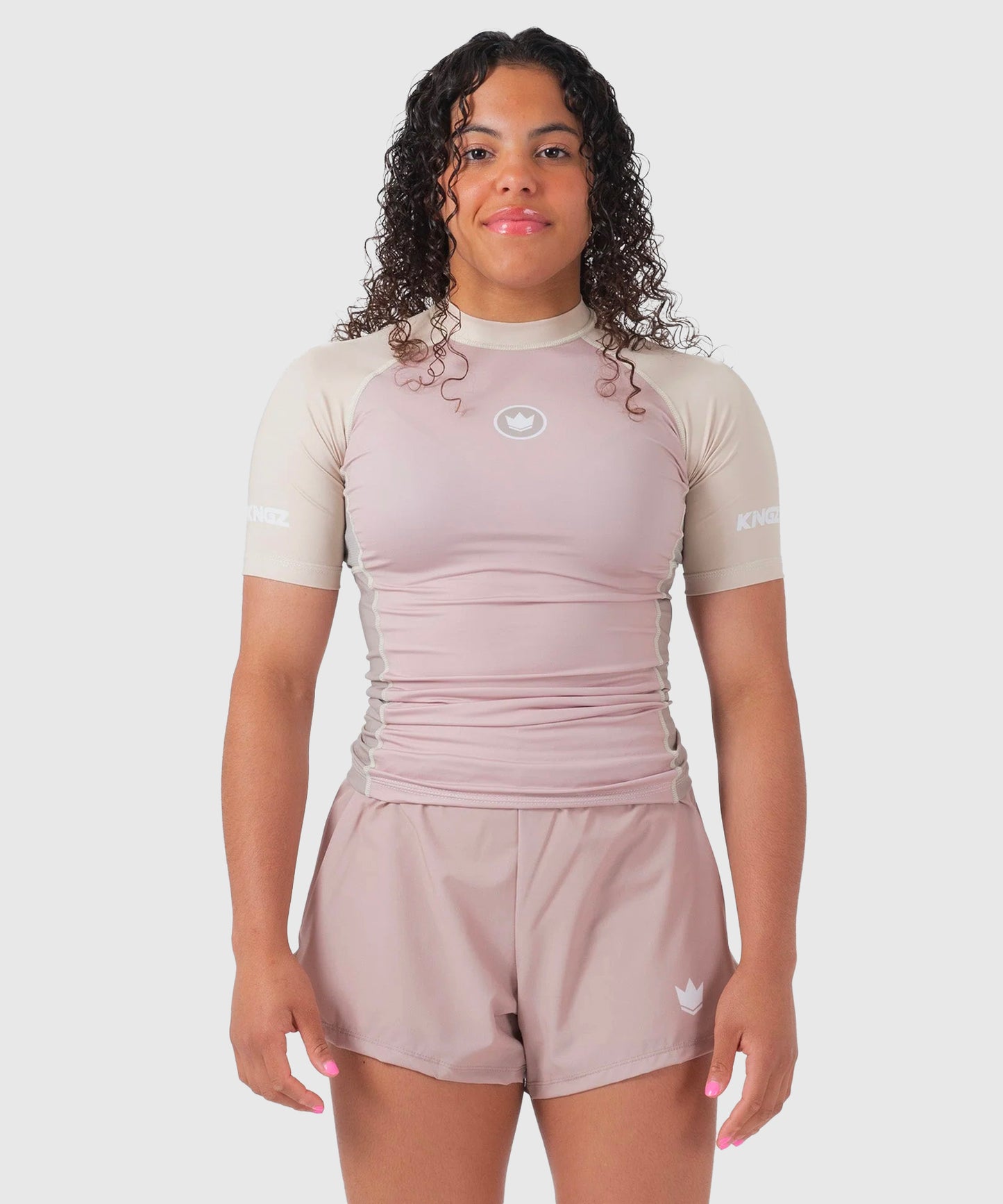 Rashguard À Manches Courtes Kingz Terra Femme - Rose/Beige