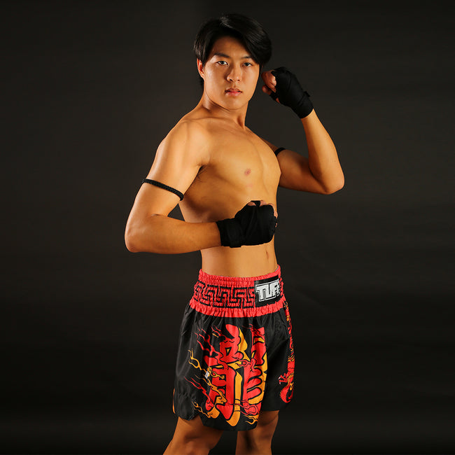 Tuff Red Dragon Pantaloncini da Muay Thai - Nero/Rosso
