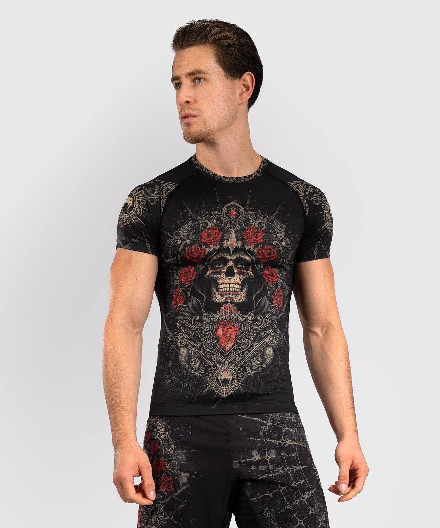 Venum Santa Muerte 5.0 Rashguard a maniche Corte - Nero Profondo/Oro